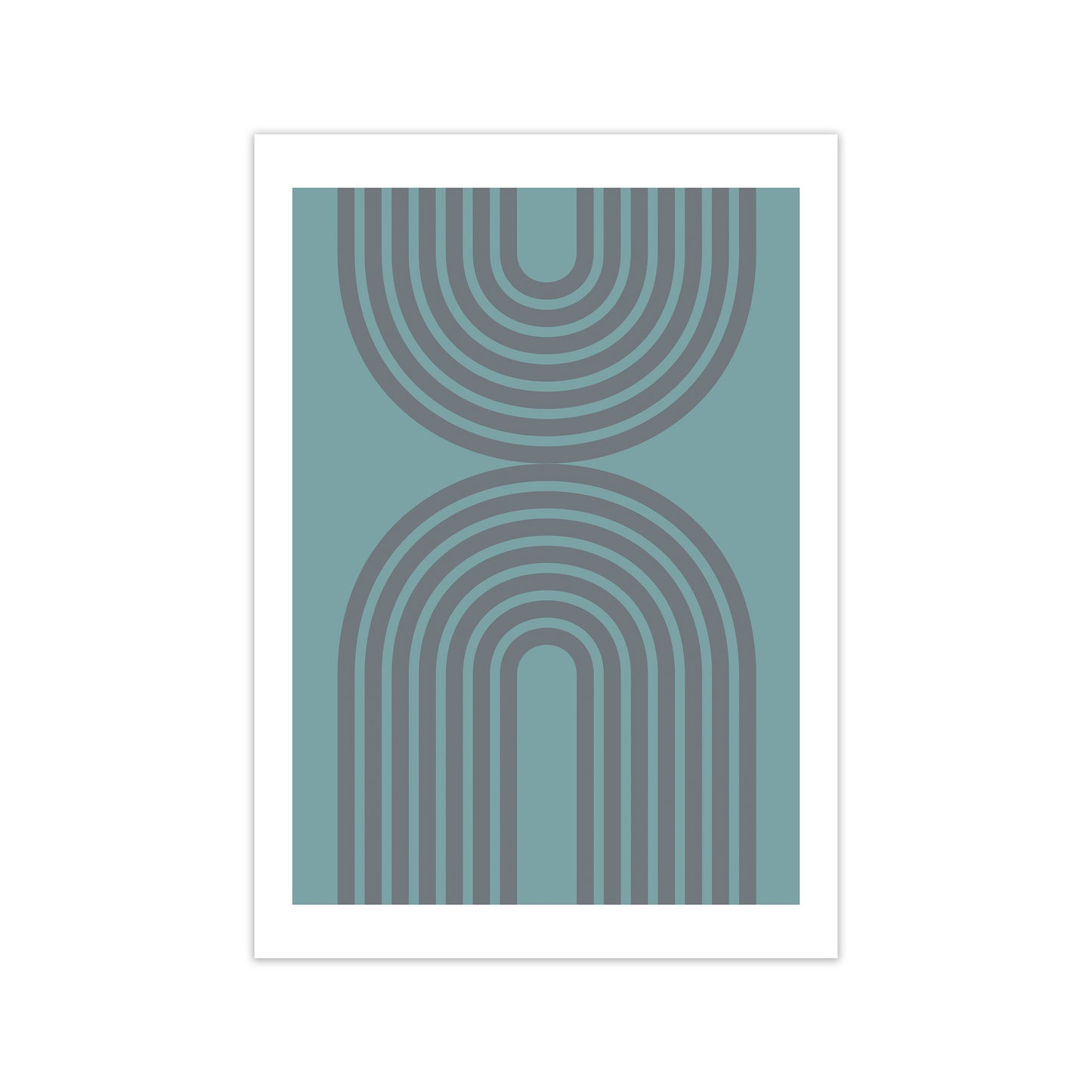 Grey and Blue Modern Rainbow Print Only