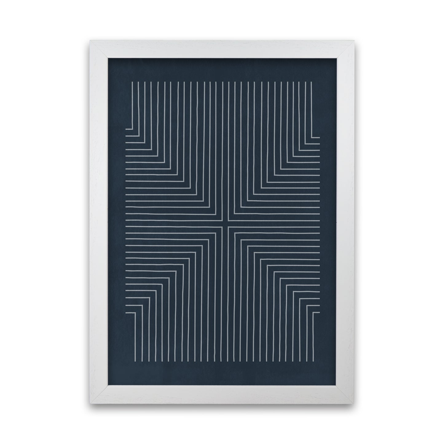 Mid Century Geometric Blue Original White Grain