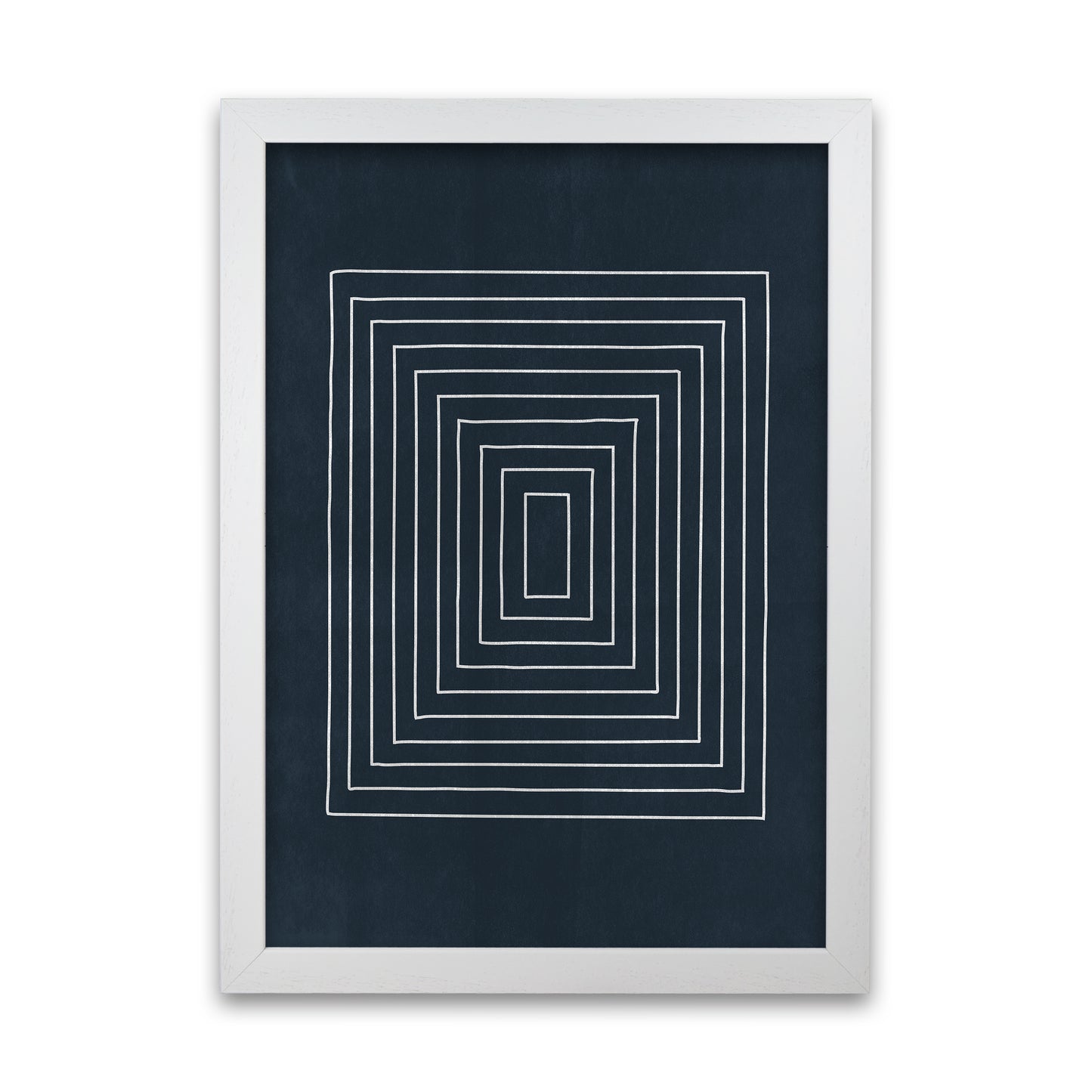 Lino Style Blue Geometric Squares White Grain