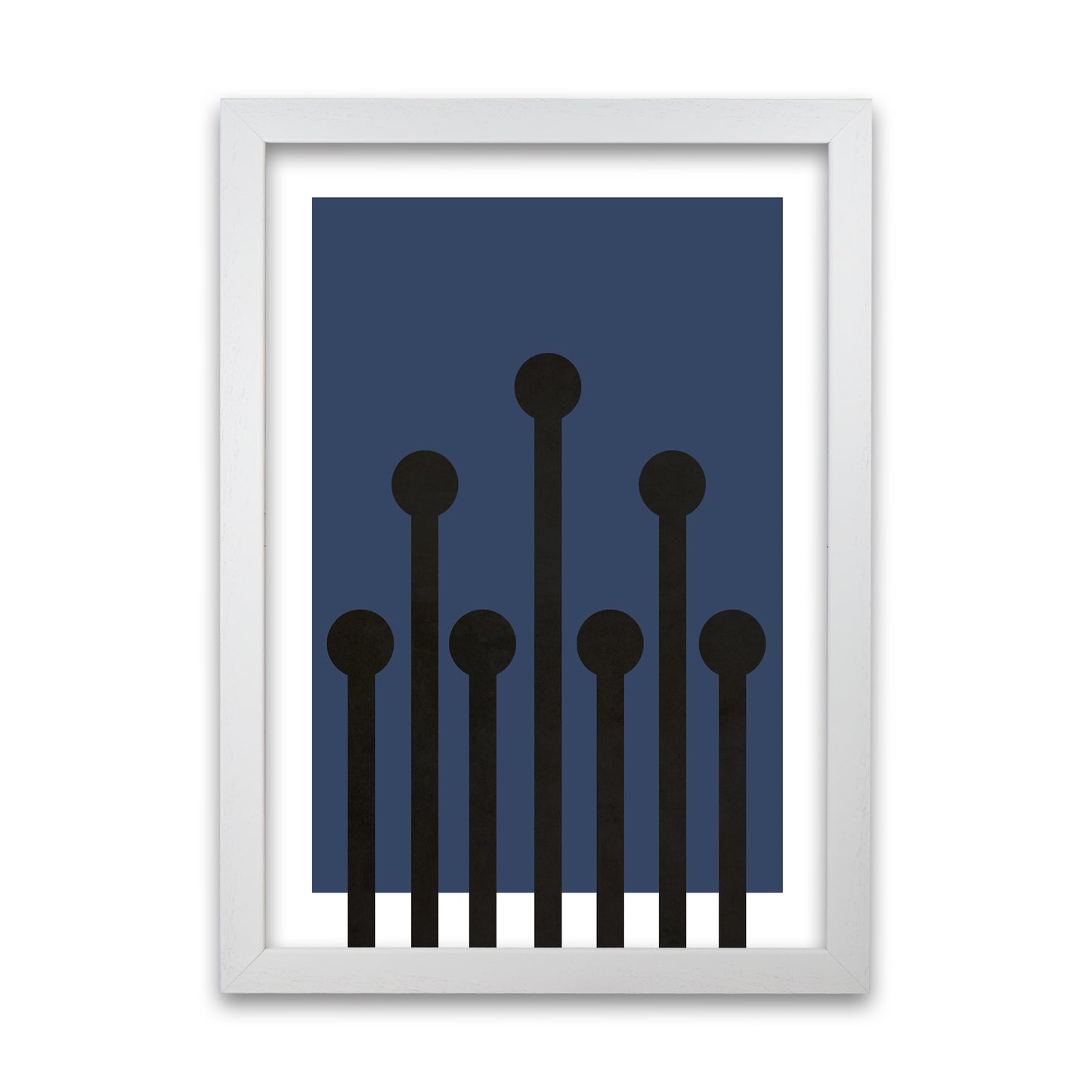 Black and Blue Scandinavian Art White Grain
