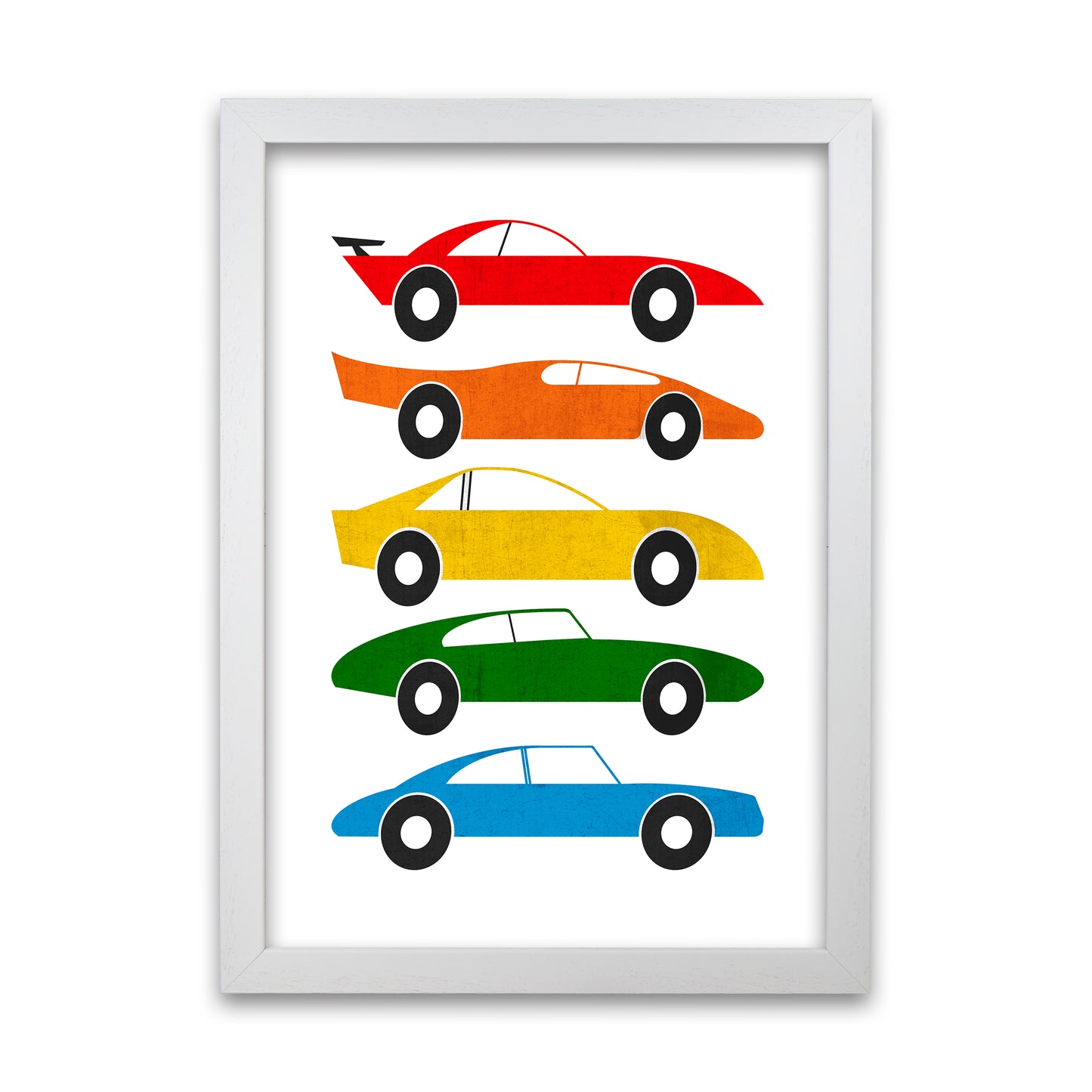 Mid Century Cars on White White Grain