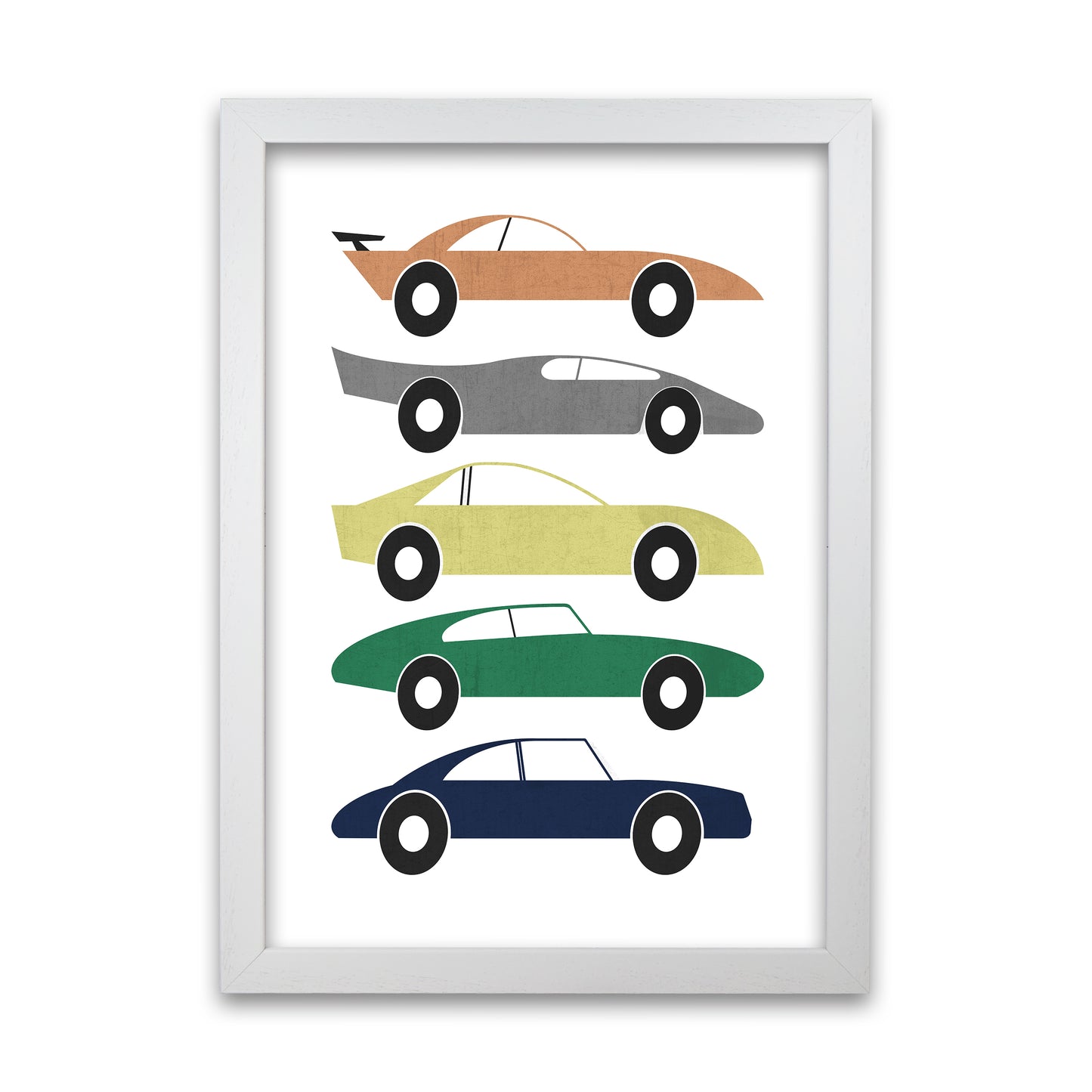 Muted Colours Car Wall Art White Grain
