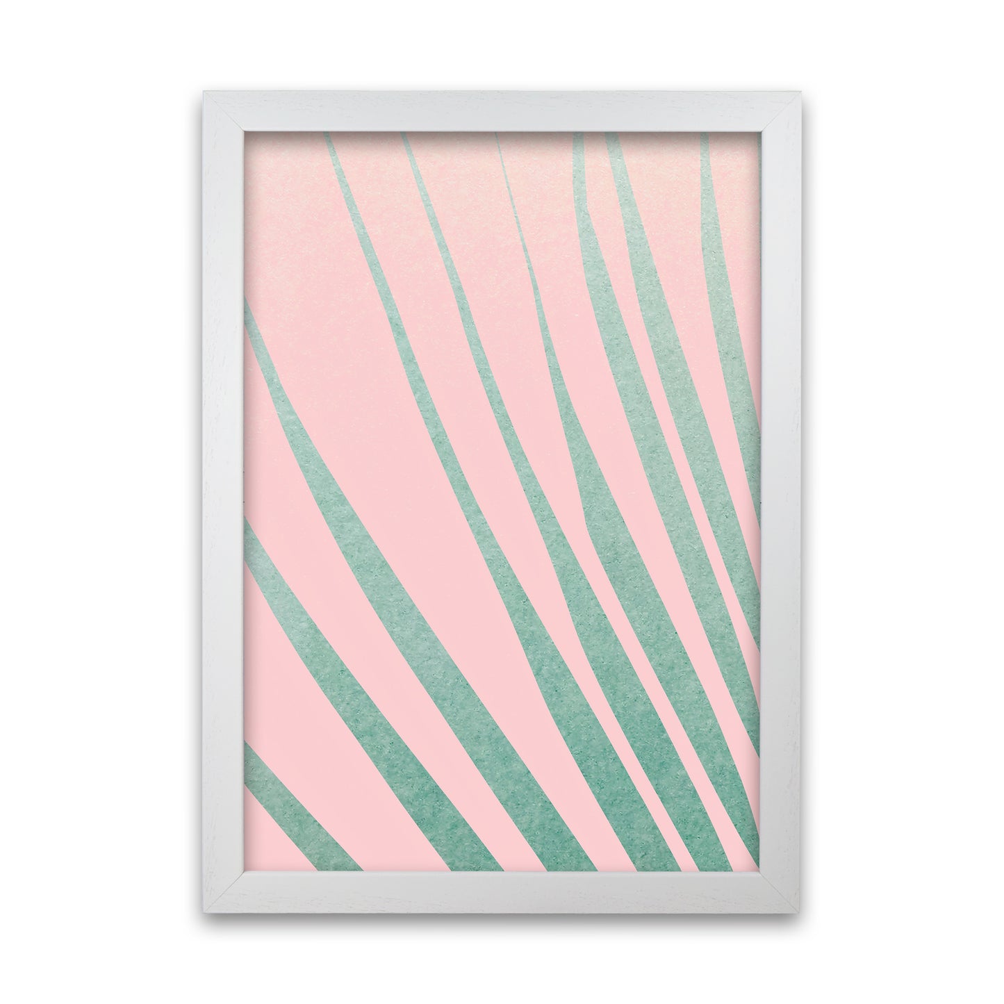 Green Leaves Pink Left Wall Original White Grain