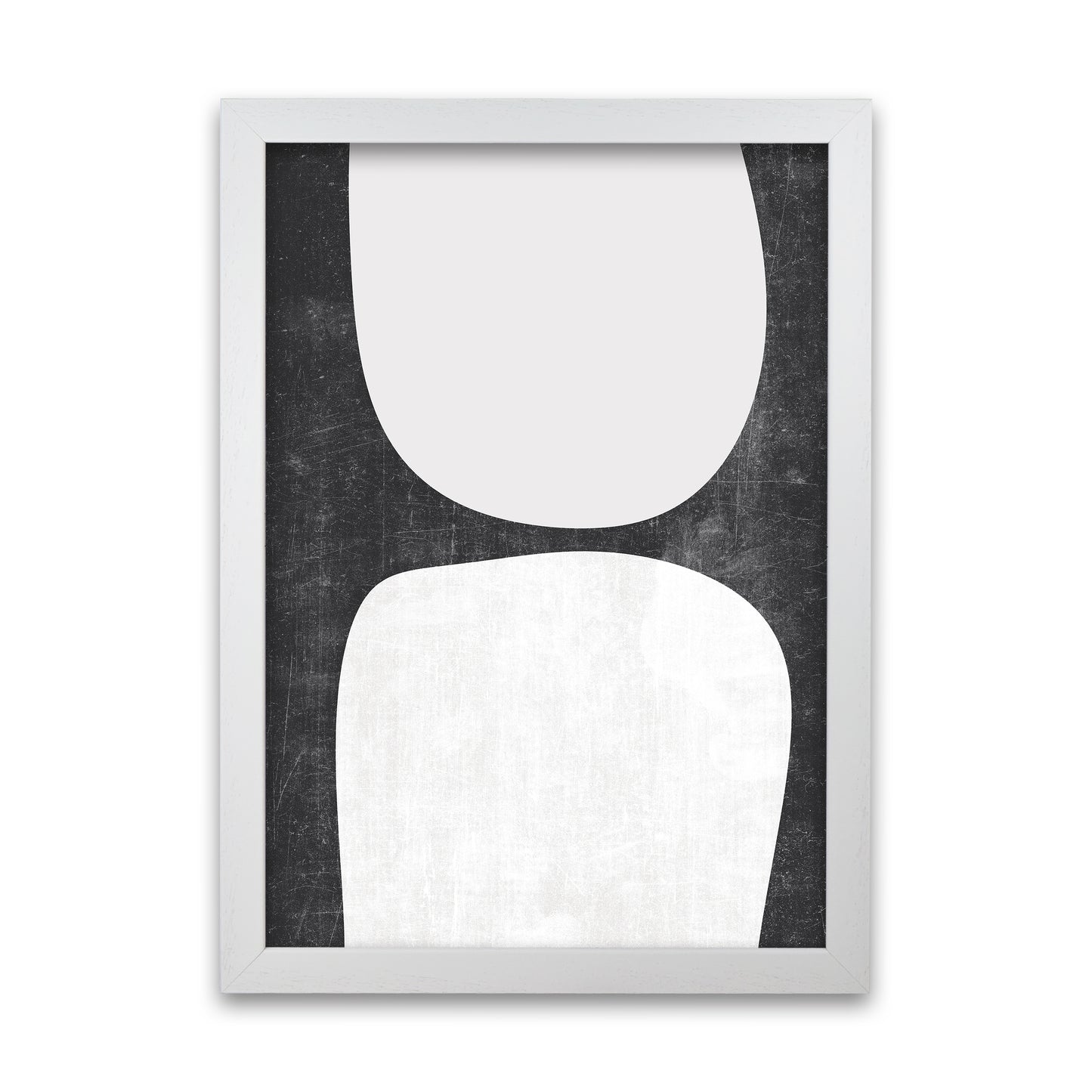 Mid Century Black and White Grunge Wall Art A A1 White Grain Frame