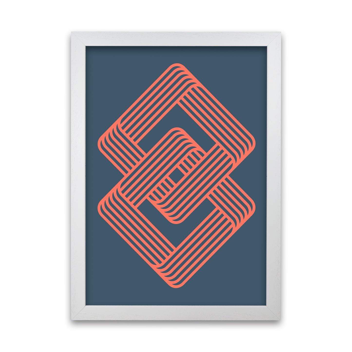 Blue and Red Geometric Wall Art Print A White Grain