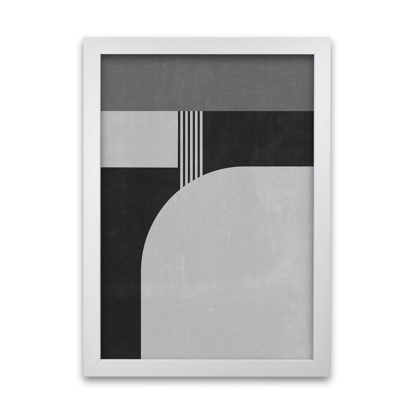 Mid Century Black and White Print A White Grain