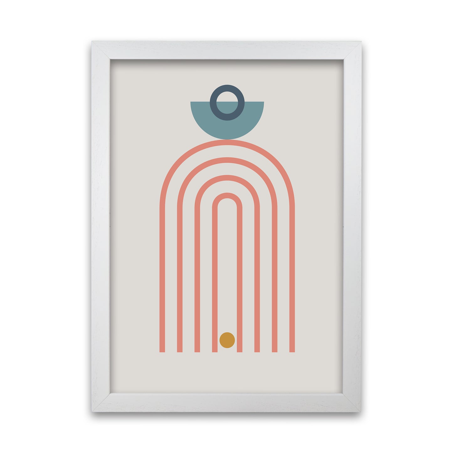 Mid Century Modern Prints on Grey A A1 White Grain Frame