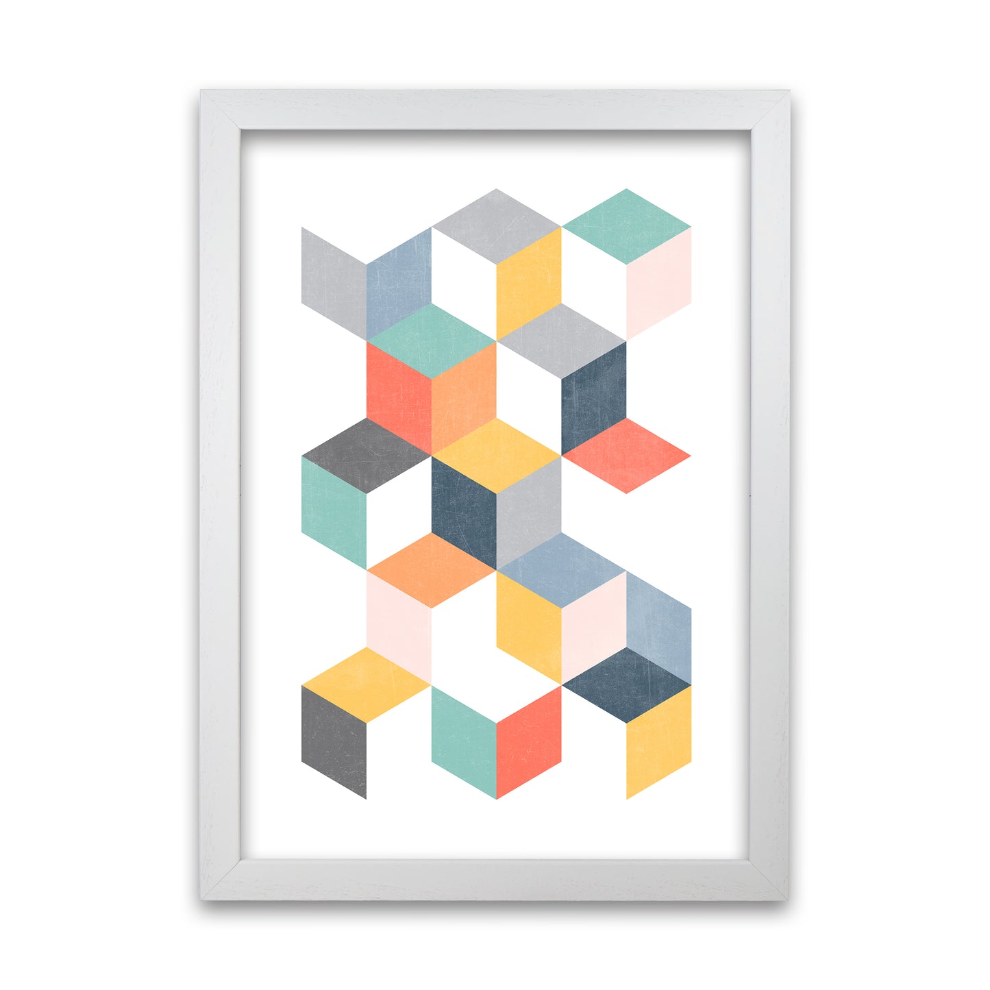 Scandinavian Geometric Print Geo B White Grain