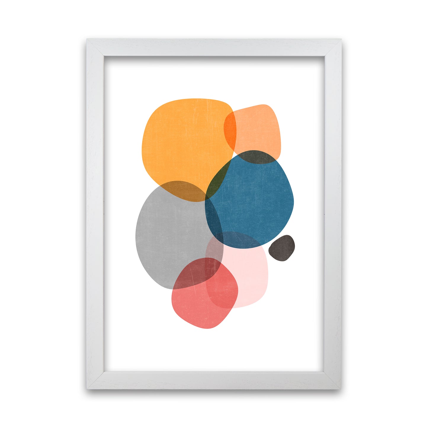 Mid Mod Abstract Shapes E White Grain
