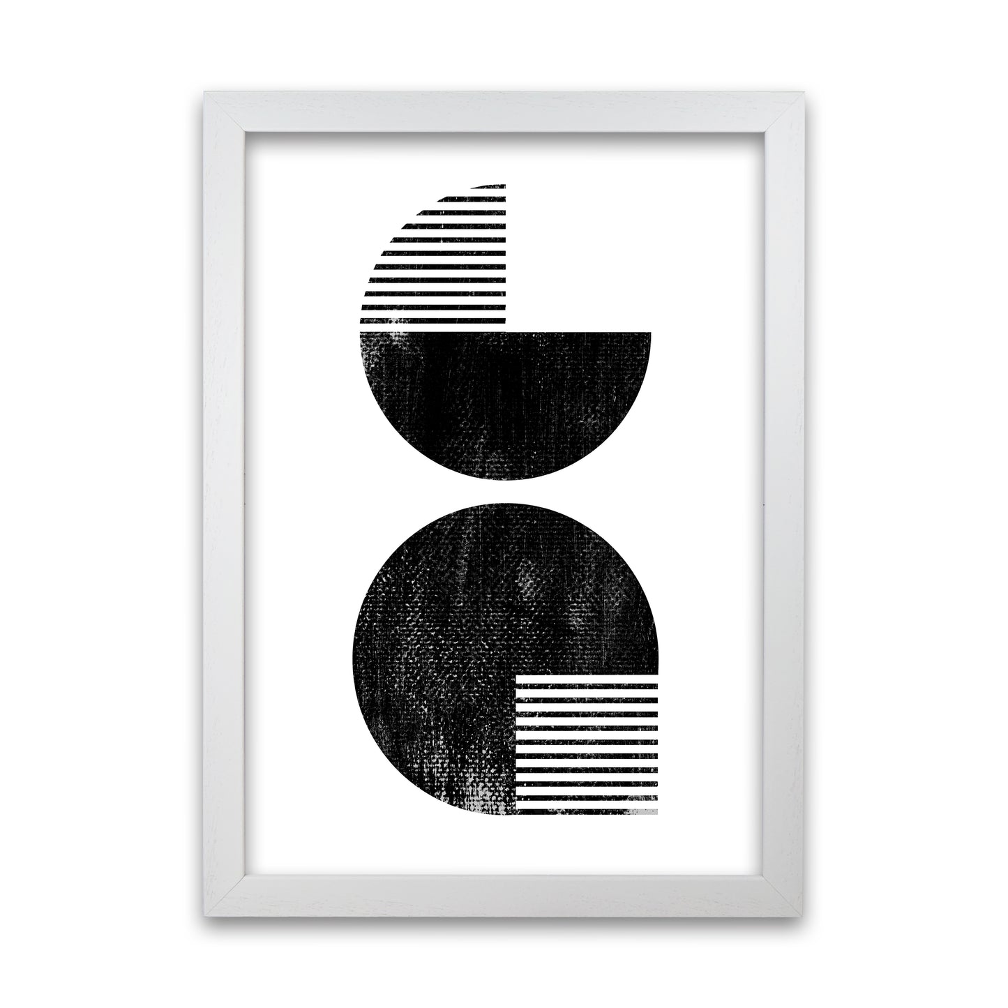 Black and White Mid Century White Grain