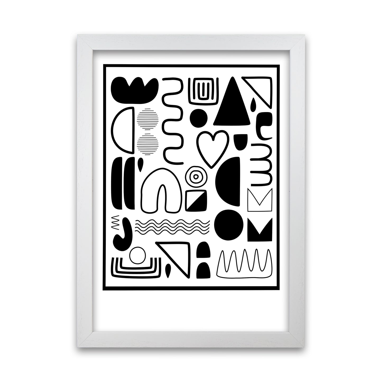 Black and White Scandinavian Shapes White Grain