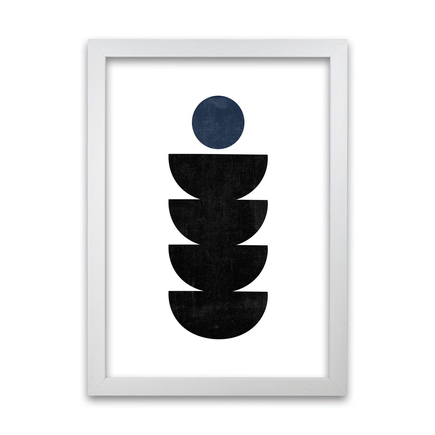 Mid Century Shapes Navy Dot White Grain