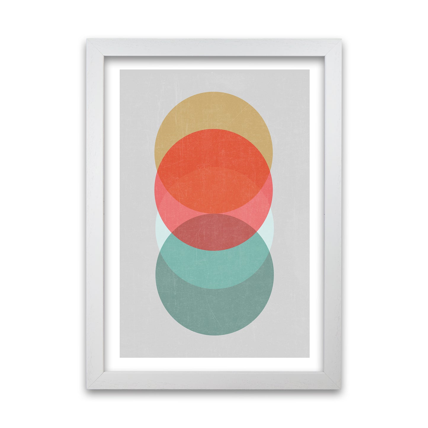 Mid Century Circles in Scandi Colours A White Grain
