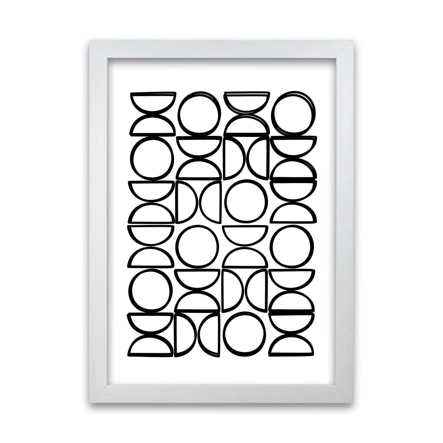 Black and White Mid Century Geometric Print A White Grain