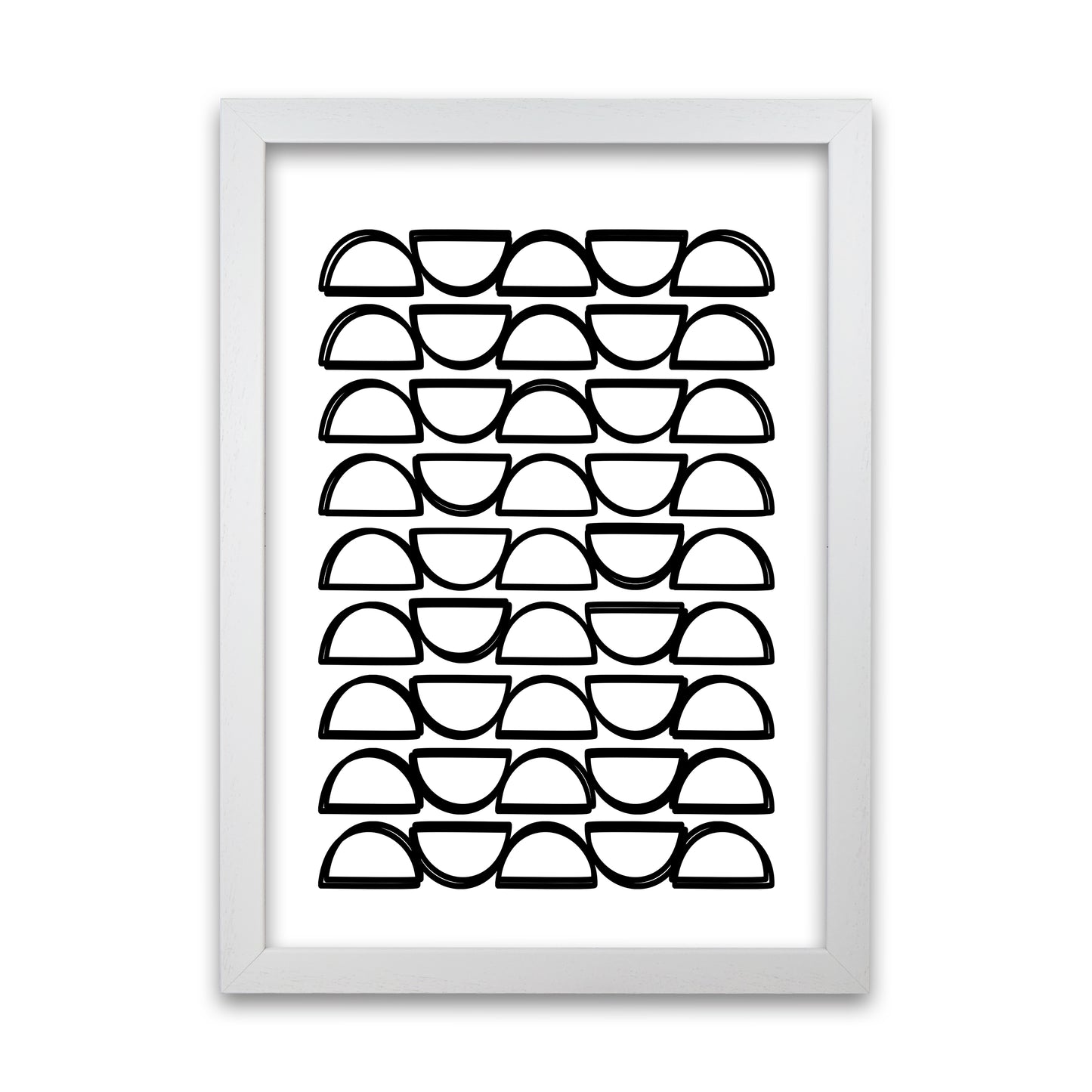 Black and White Mid Century Geometric Print B White Grain