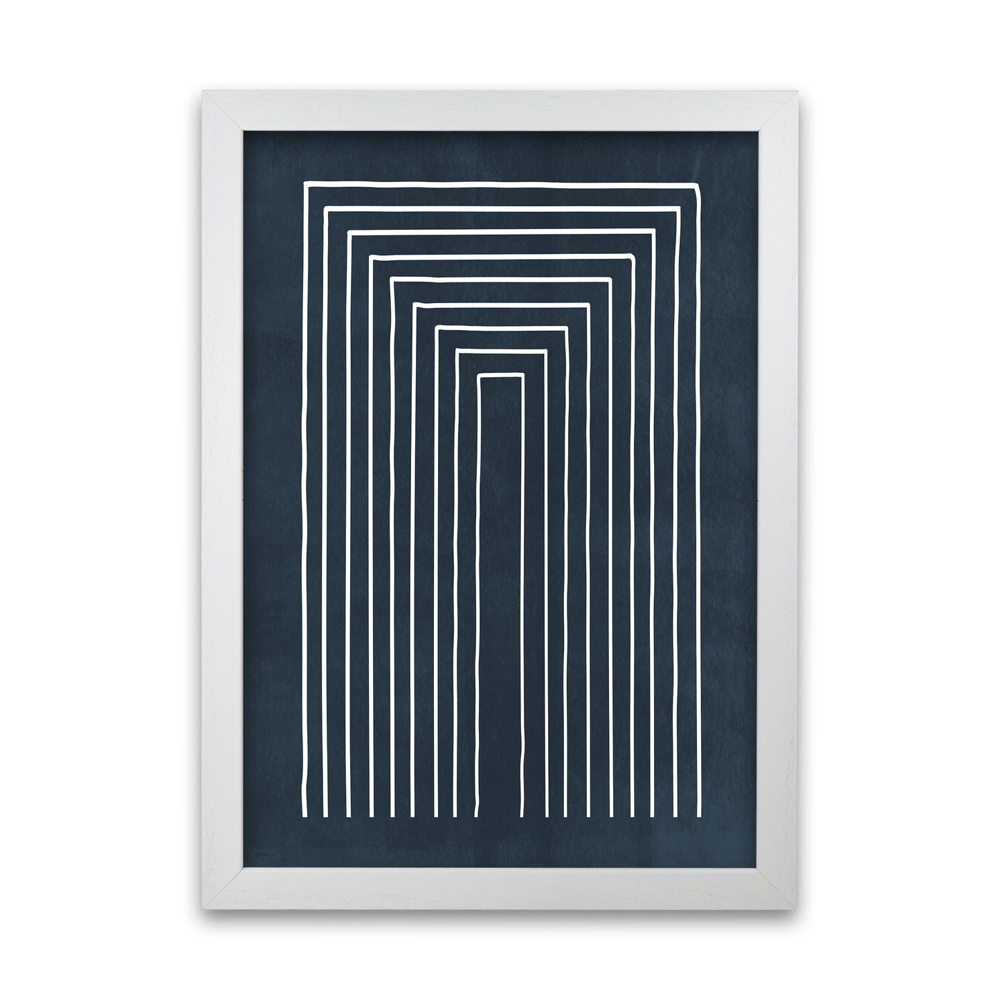 Lino Style Blue Geometric Lines White Grain