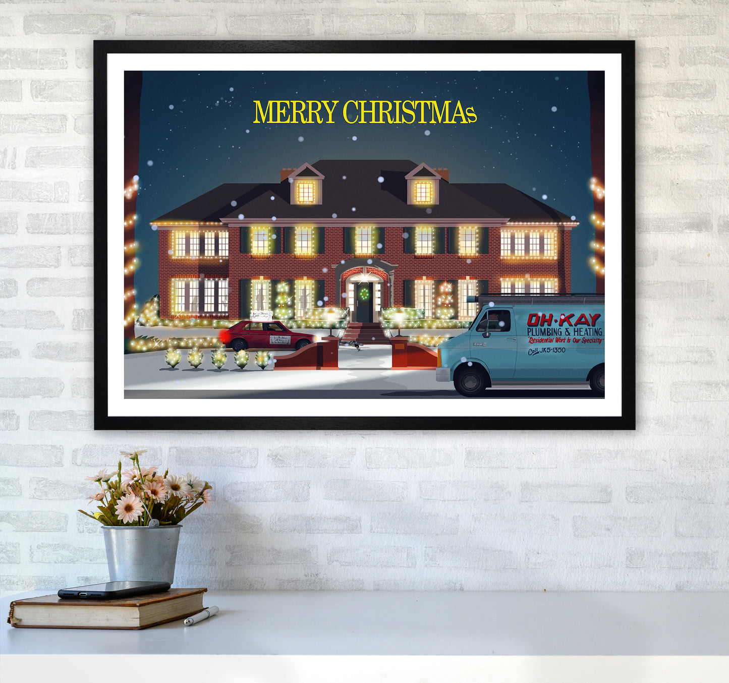 Home Alone Art Print by Richard O'Neill A1 White Frame