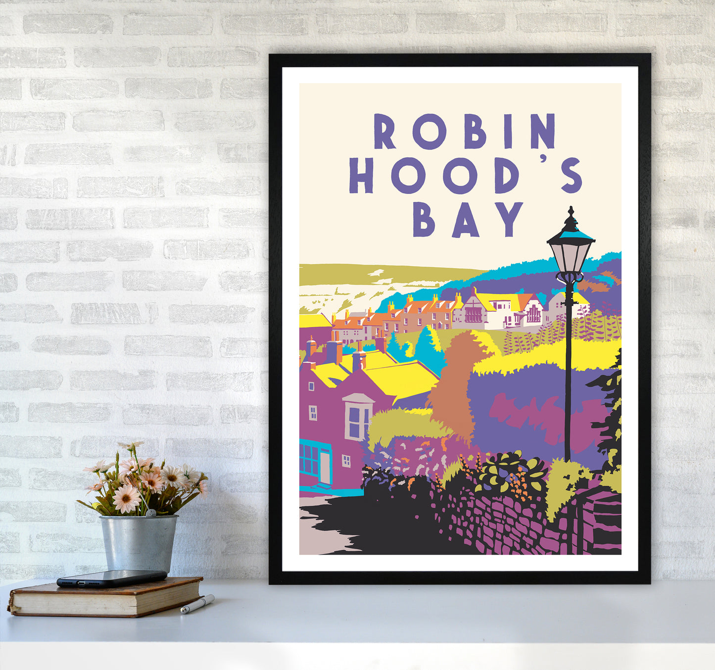Robin Hood's Bay 2 Portrait Art Print by Richard O'Neill A1 White Frame