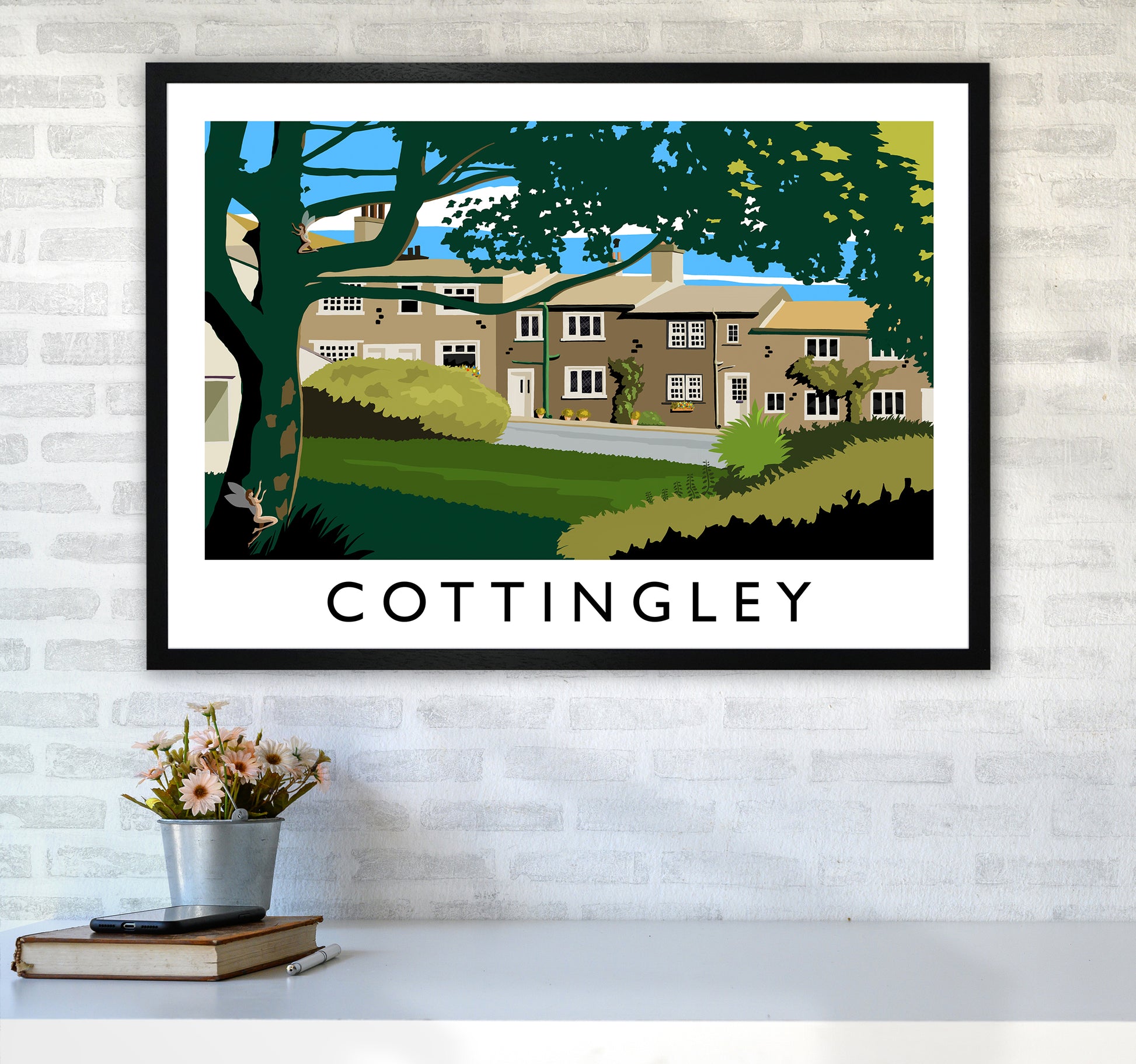 Cottingley Travel Art Print by Richard O'Neill A1 White Frame