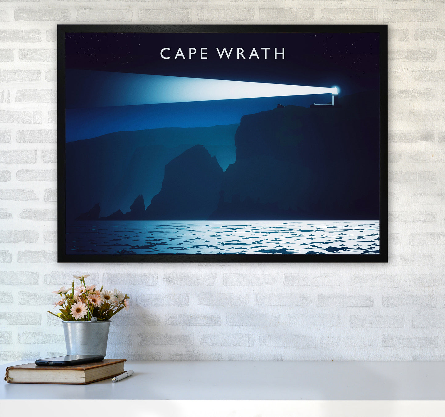 Cape Wrath Travel Art Print by Richard O'Neill A1 White Frame