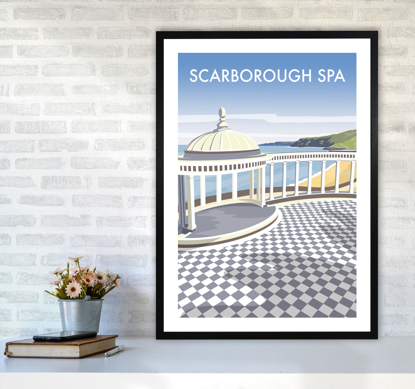 Scarborough Spa portrait Travel Art Print by Richard O'Neill A1 White Frame