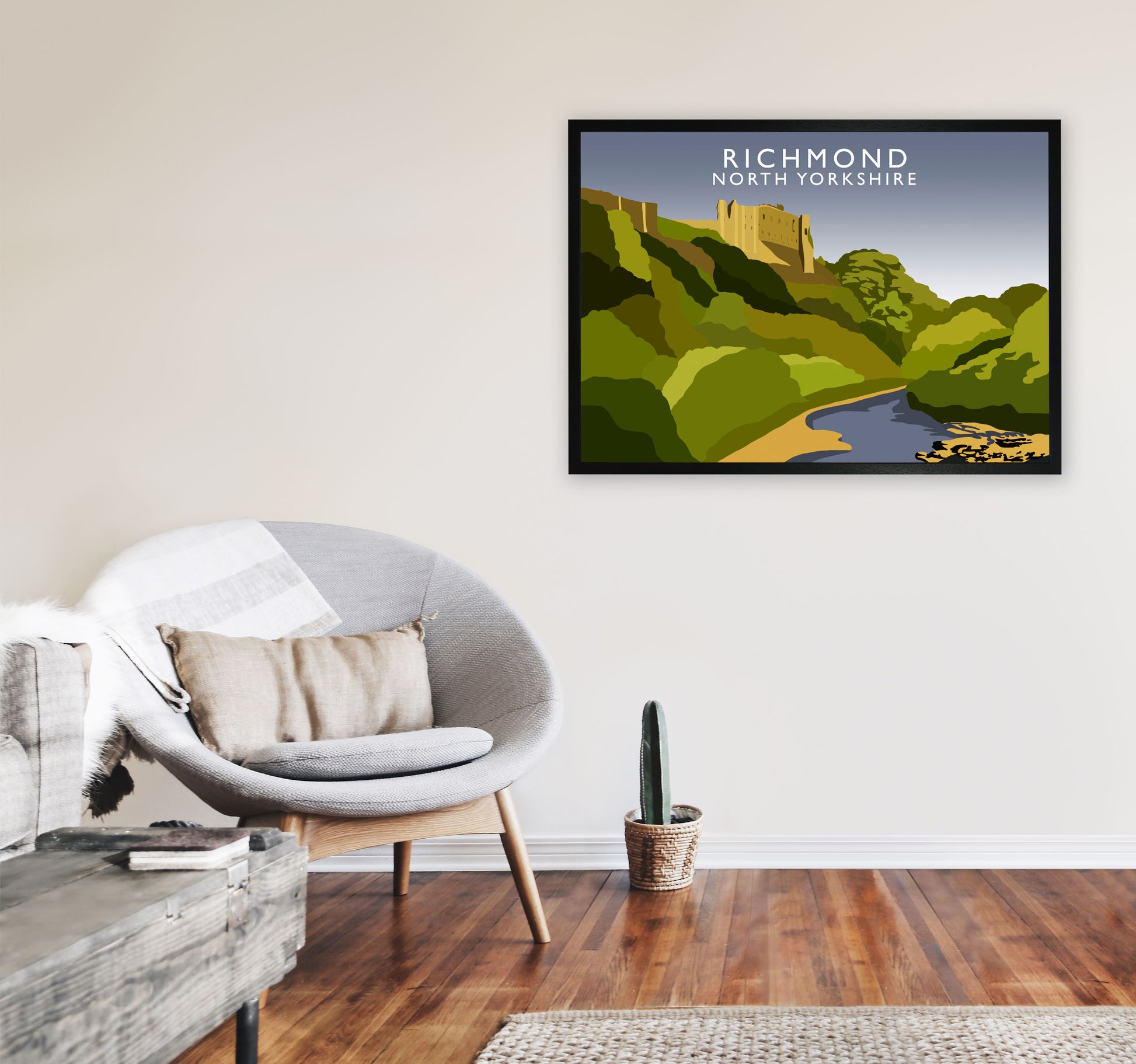 Richmond North Yorkshire Art Print by Richard O'Neill A1 White Frame