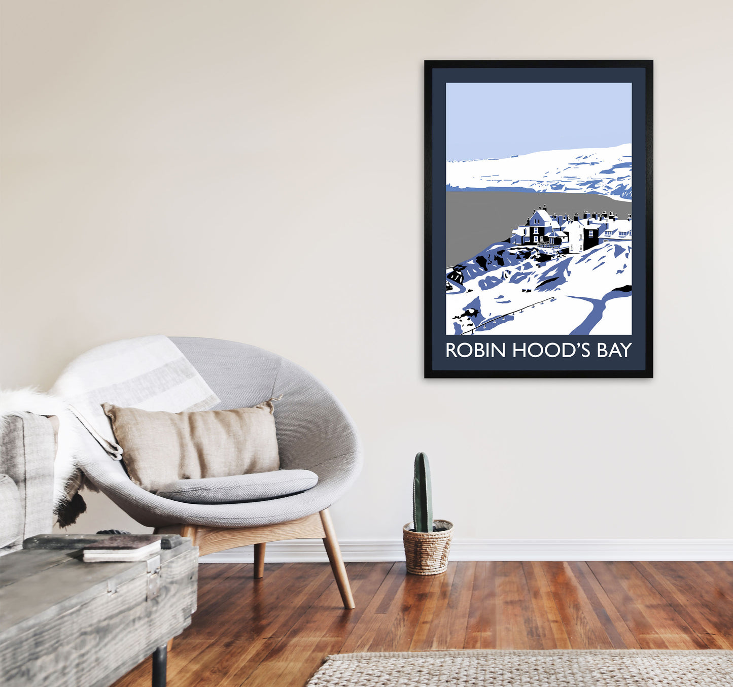 Robin Hood's Bay Art Print by Richard O'Neill A1 White Frame