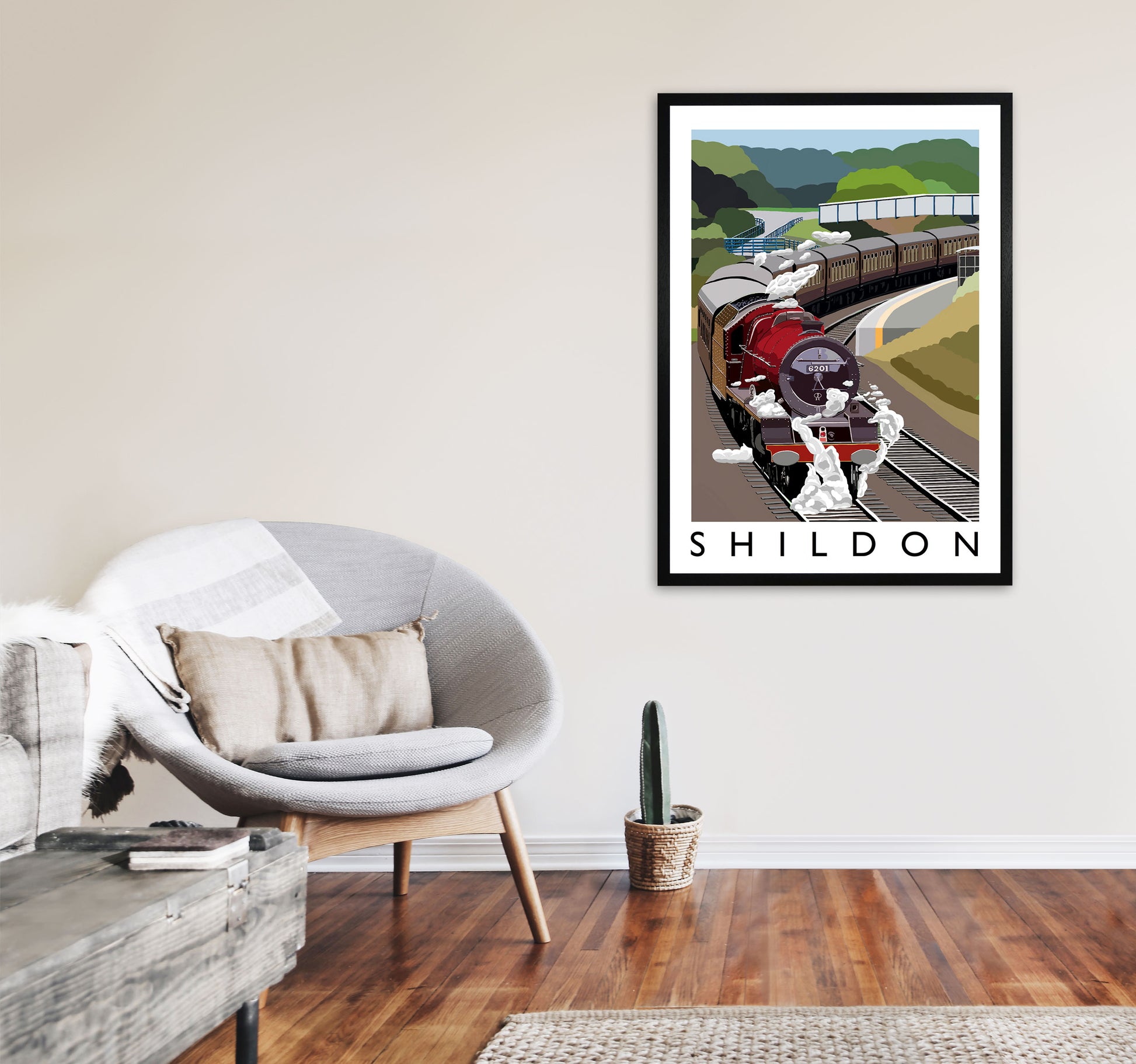 Shildon Art Print by Richard O'Neill A1 White Frame