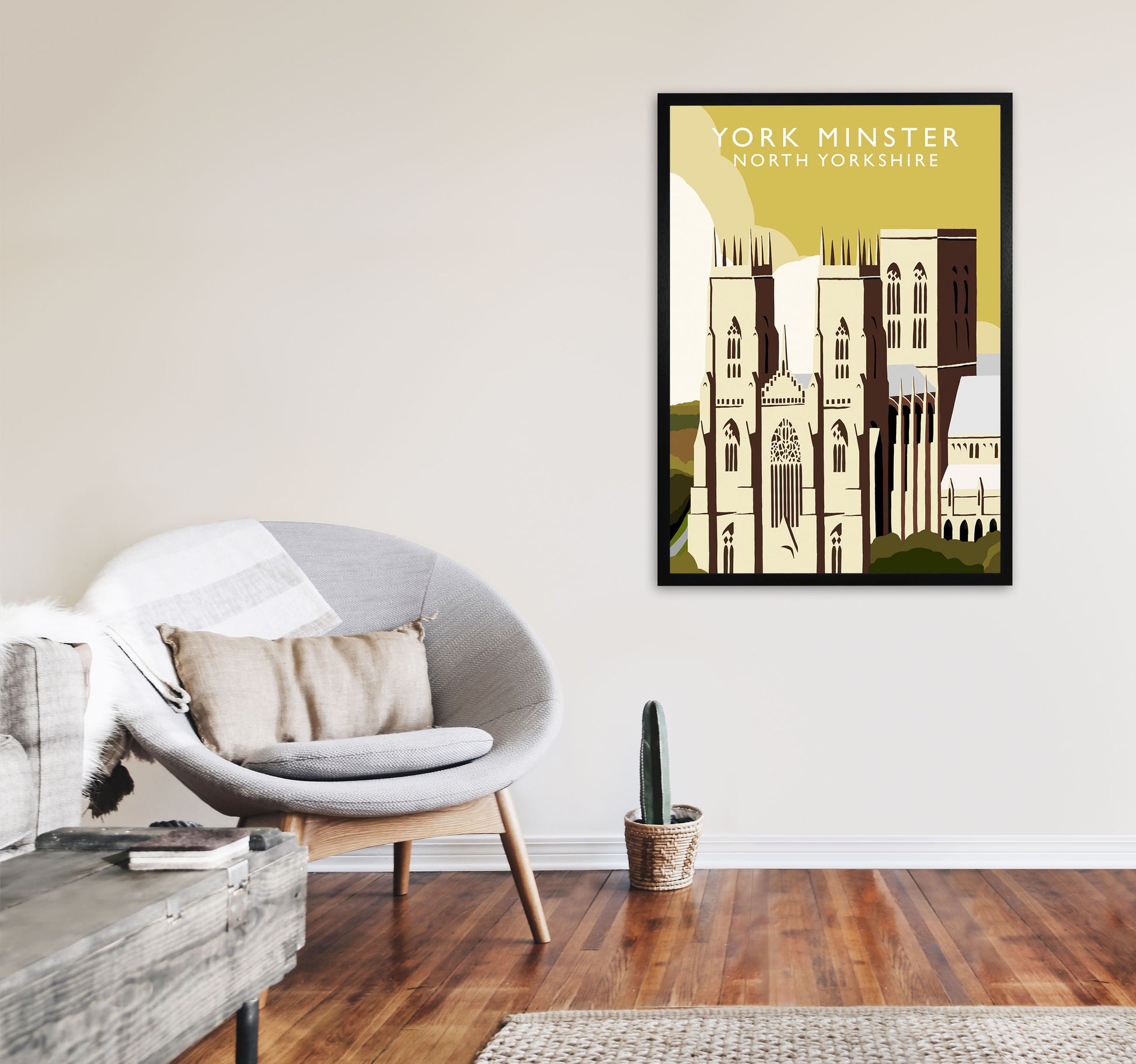York Minster Art Print by Richard O'Neill A1 White Frame