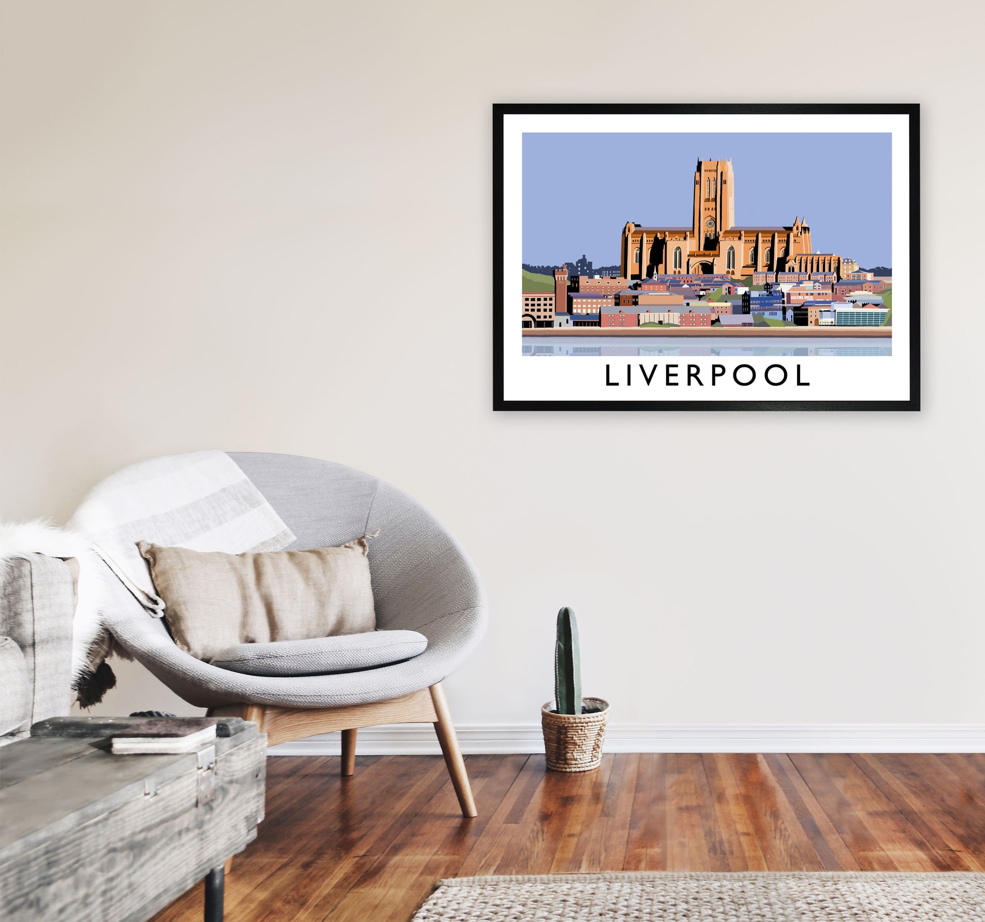 Liverpool Framed Digital Art Print by Richard O'Neill A1 White Frame