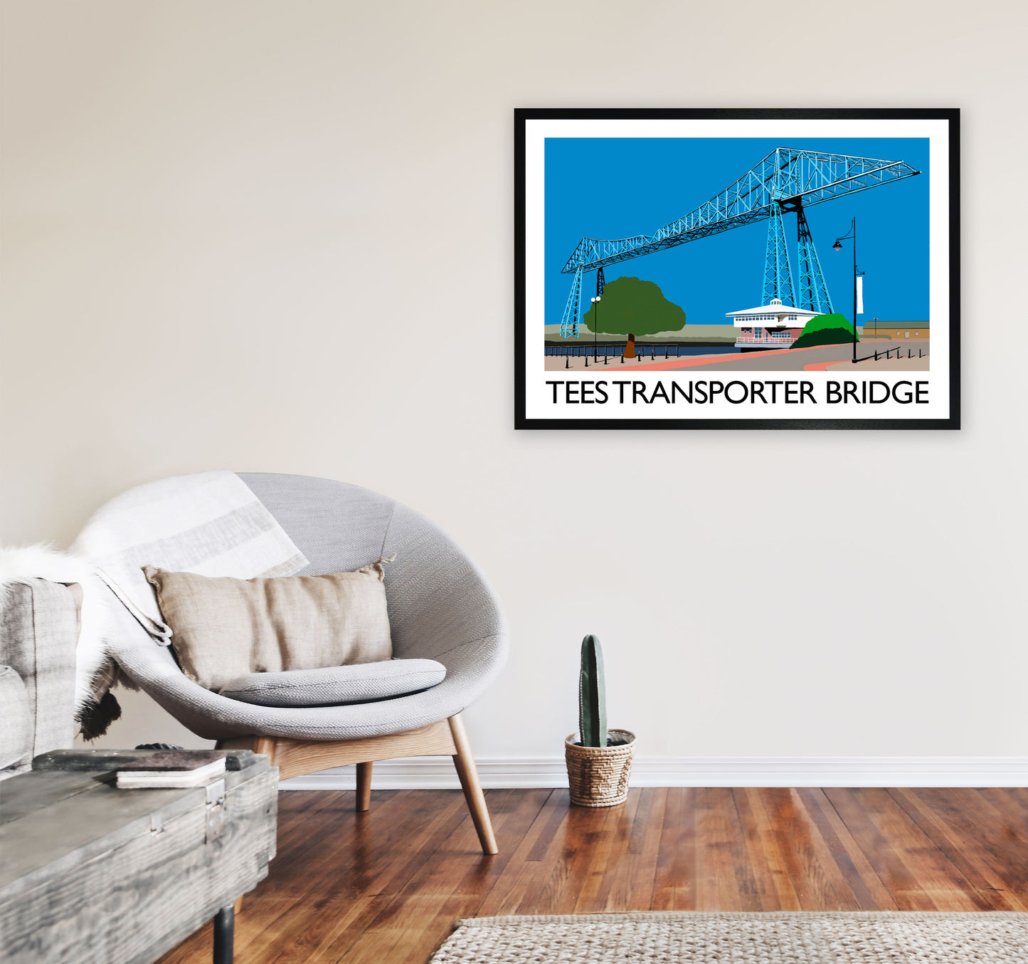 Tees Transporter Bridge by Richard O'Neill A1 White Frame