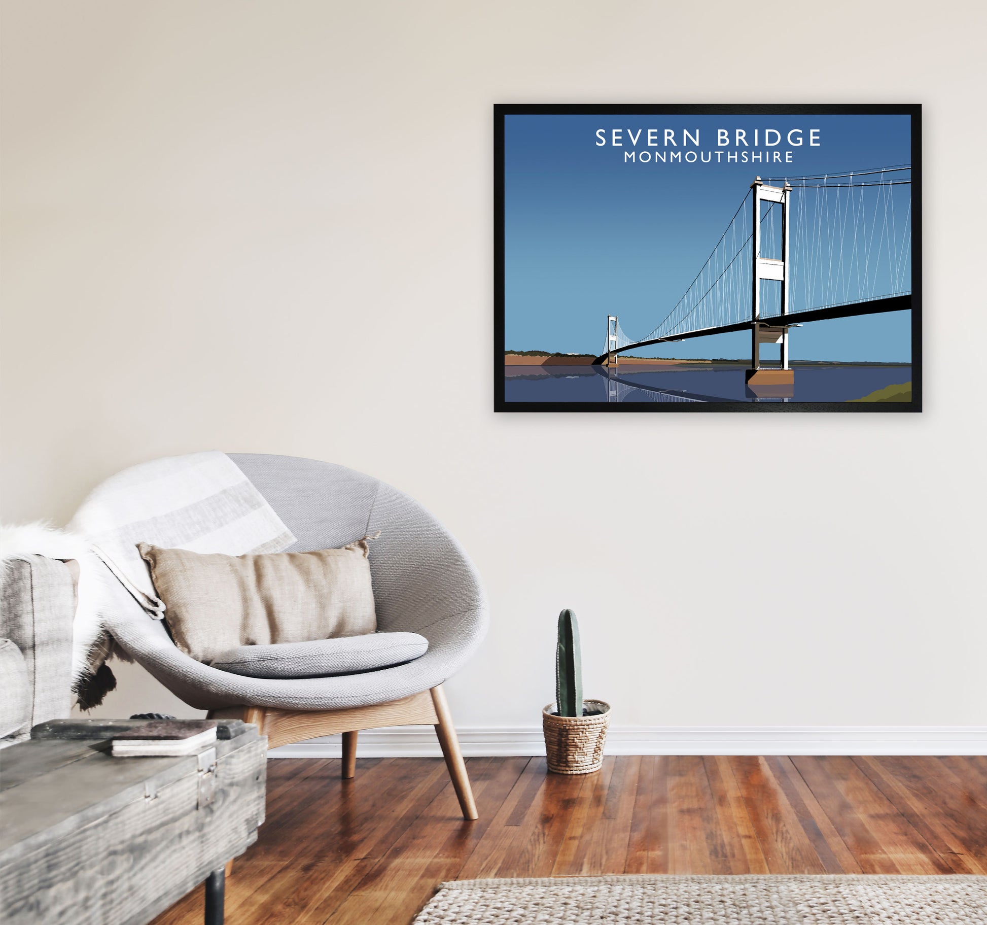 Severn Bridge by Richard O'Neill A1 White Frame