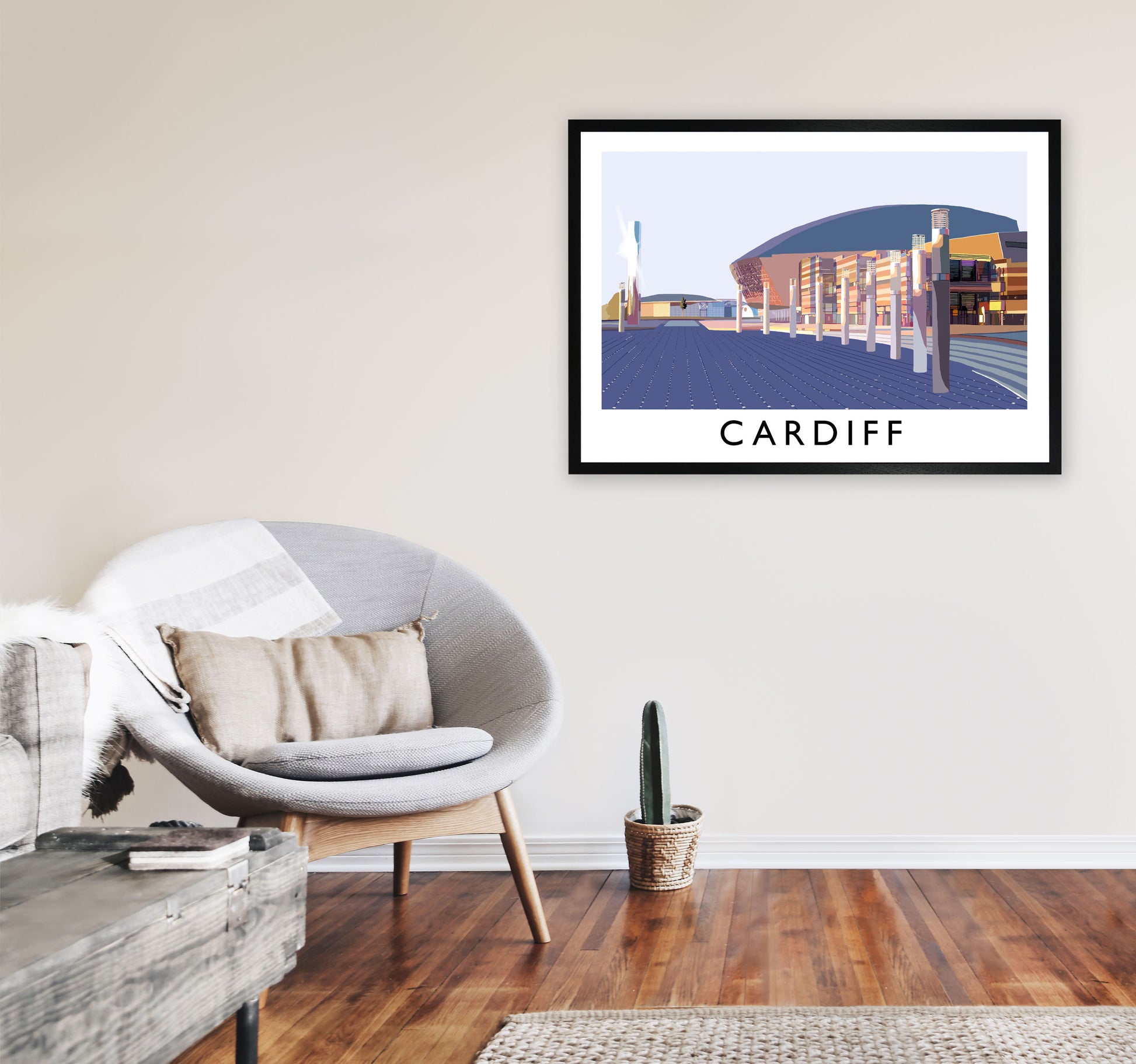 Cardiff by Richard O'Neill A1 White Frame