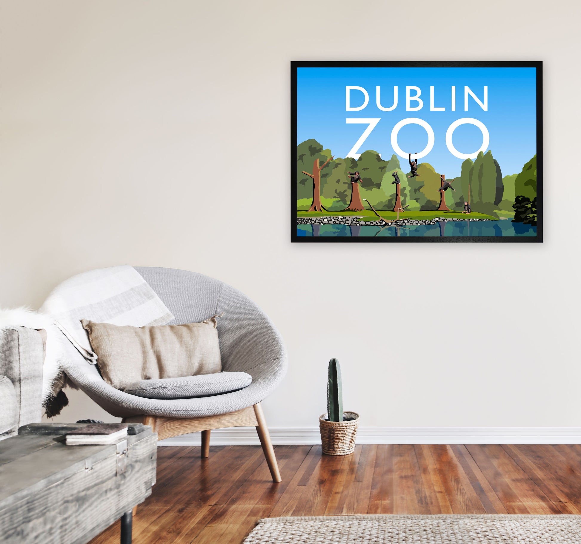 Dublin Zoo by Richard O'Neill A1 White Frame