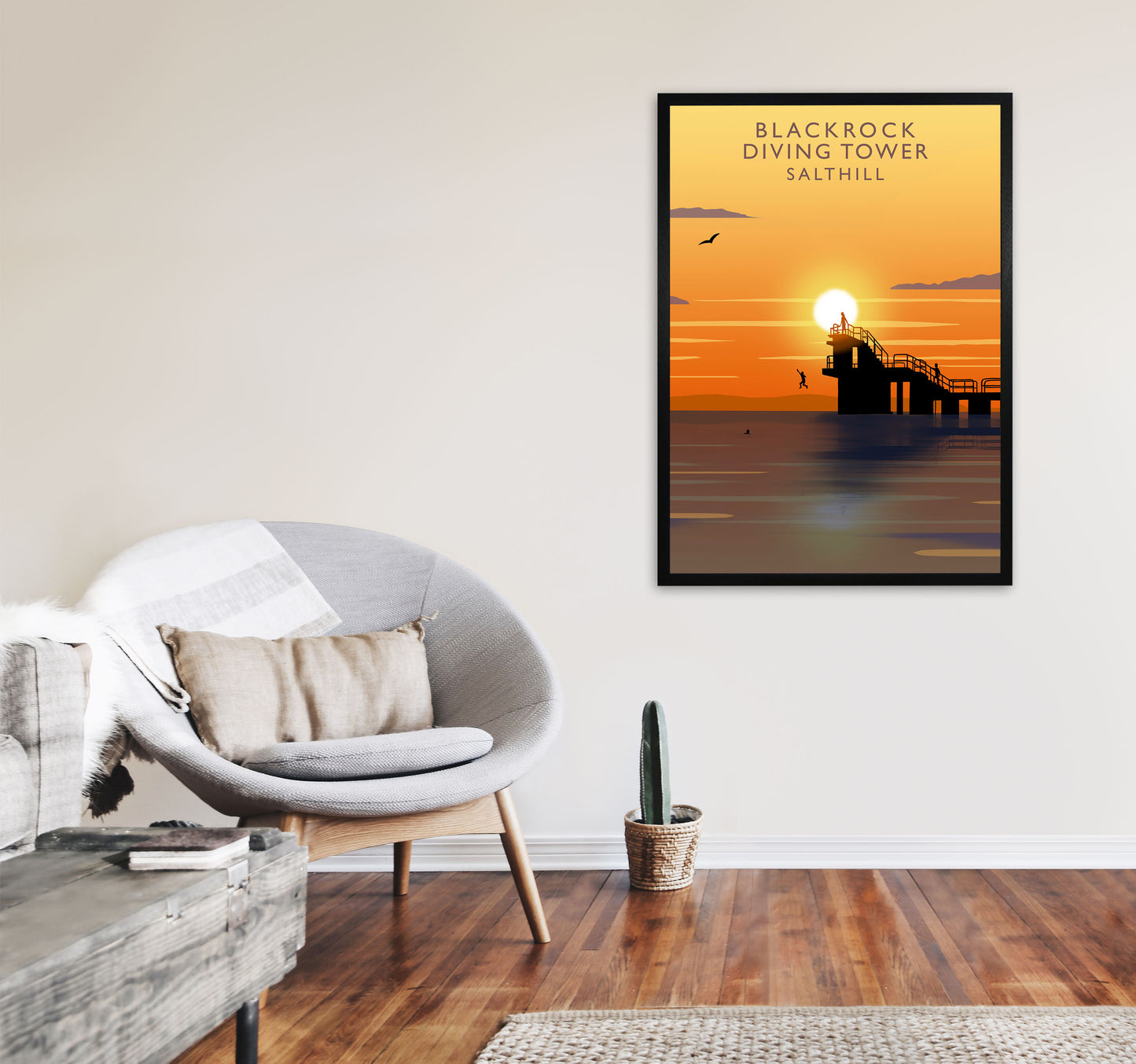 Blackrock Diving Tower (Sunset) (Portrait) by Richard O'Neill A1 White Frame