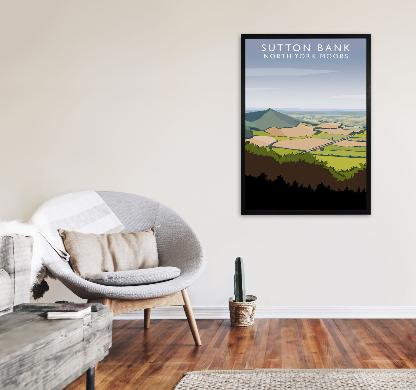 Sutton Bank (Portrait) by Richard O'Neill Yorkshire Art Print, Travel Poster A1 White Frame