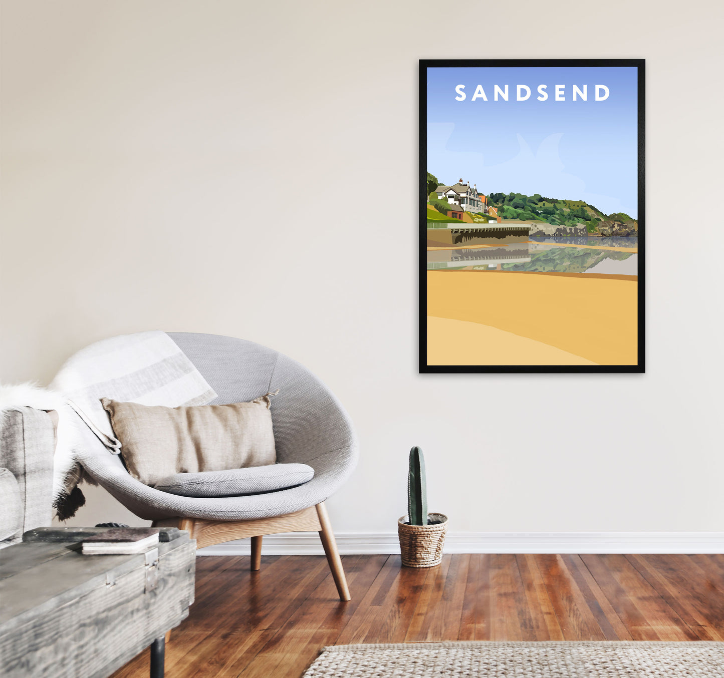 Sandsend4 Portrait by Richard O'Neill A1 White Frame