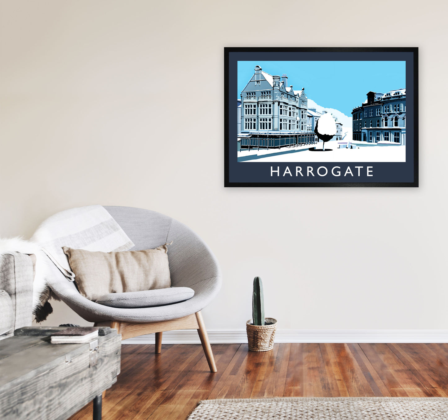Harrogate Travel Art Print by Richard O'Neill, Framed Wall Art A1 White Frame