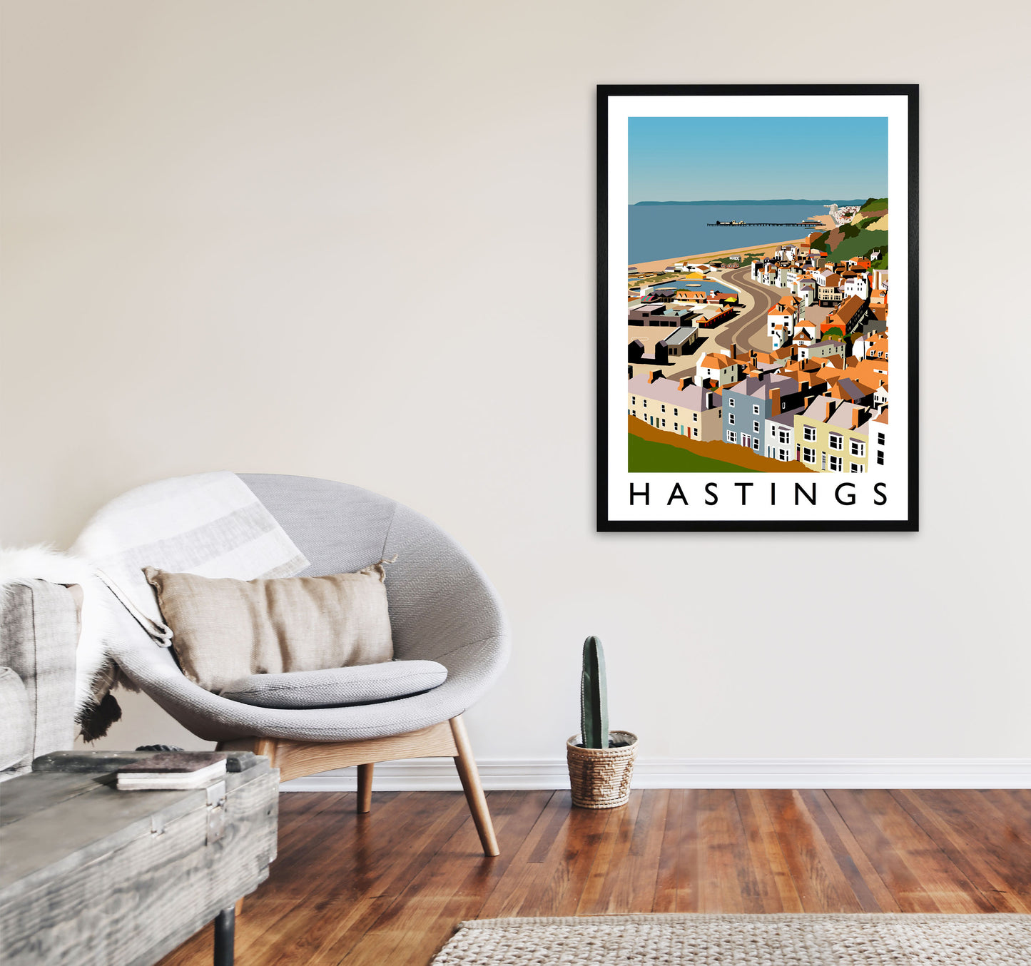 Hastings Framed Digital Art Print by Richard O'Neill A1 White Frame