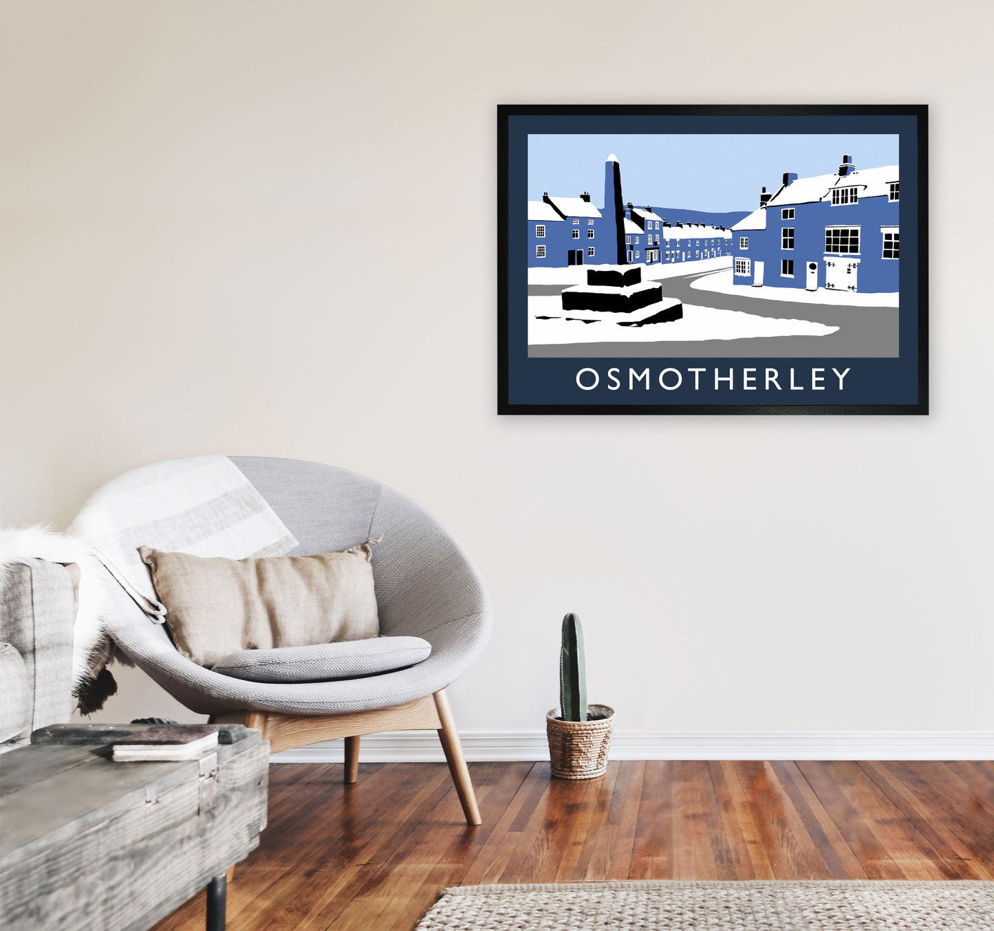 Osmotherley Travel Art Print by Richard O'Neill, Framed Wall Art A1 White Frame