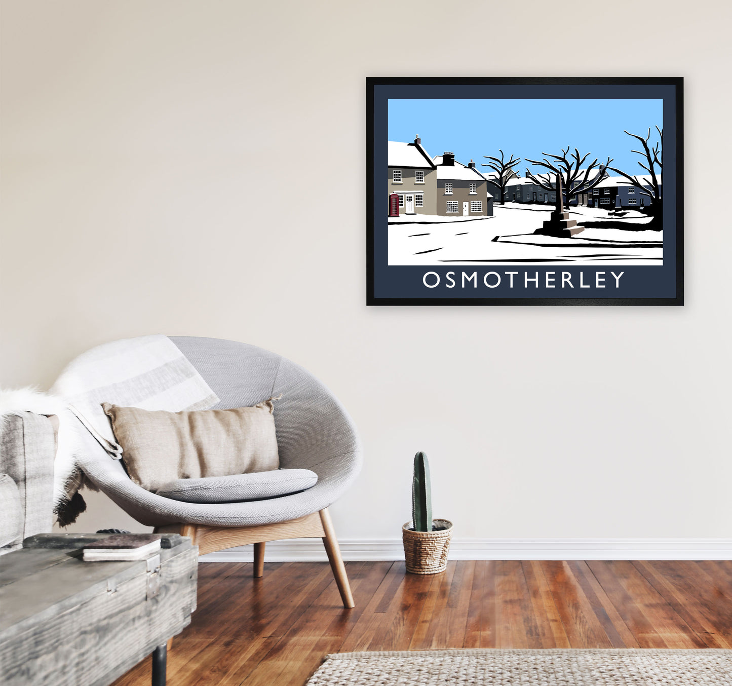 Osmotherley Travel Art Print by Richard O'Neill, Framed Wall Art A1 White Frame