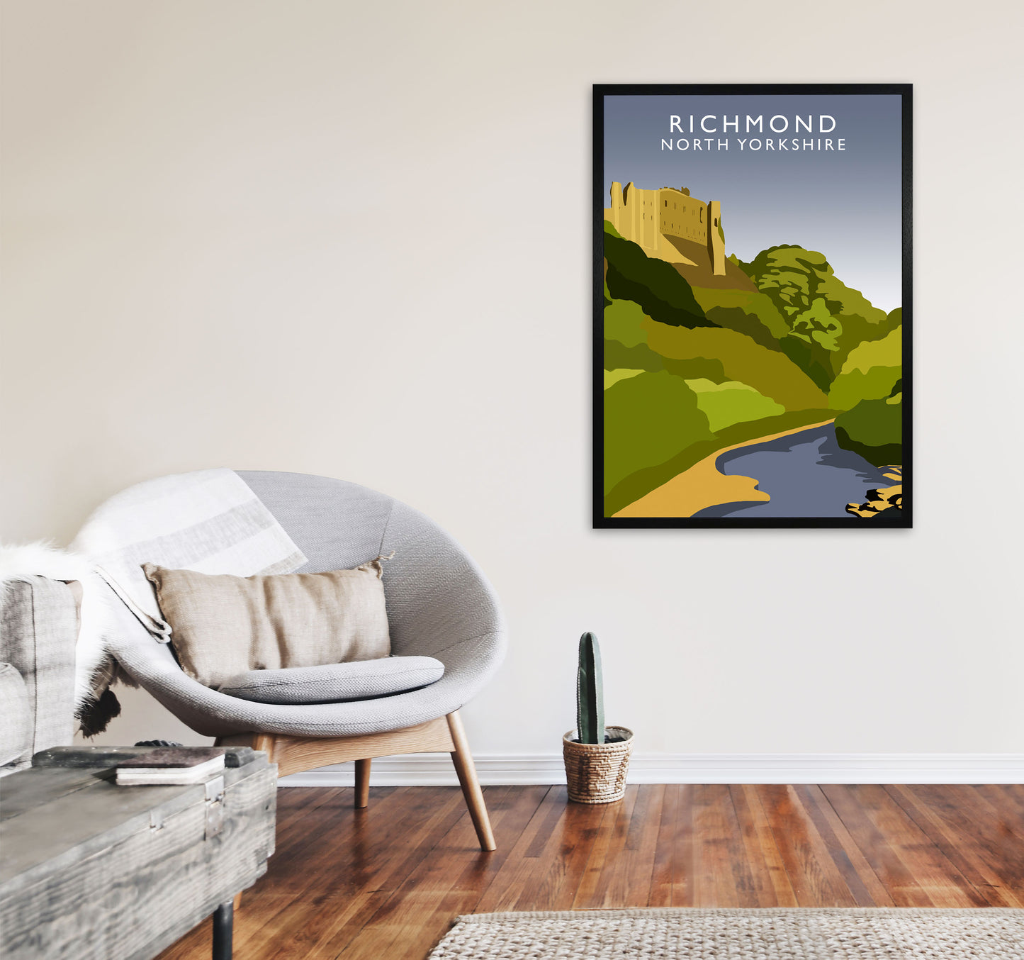 Richmond North Yorkshire Travel Art Print by Richard O'Neill A1 White Frame