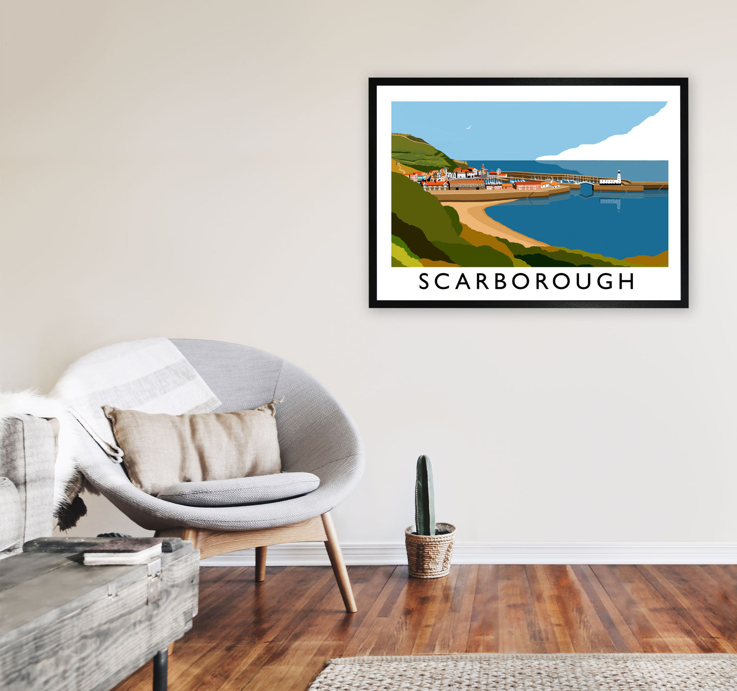 Scarborough Art Print by Richard O'Neill, Framed Wall Art A1 White Frame
