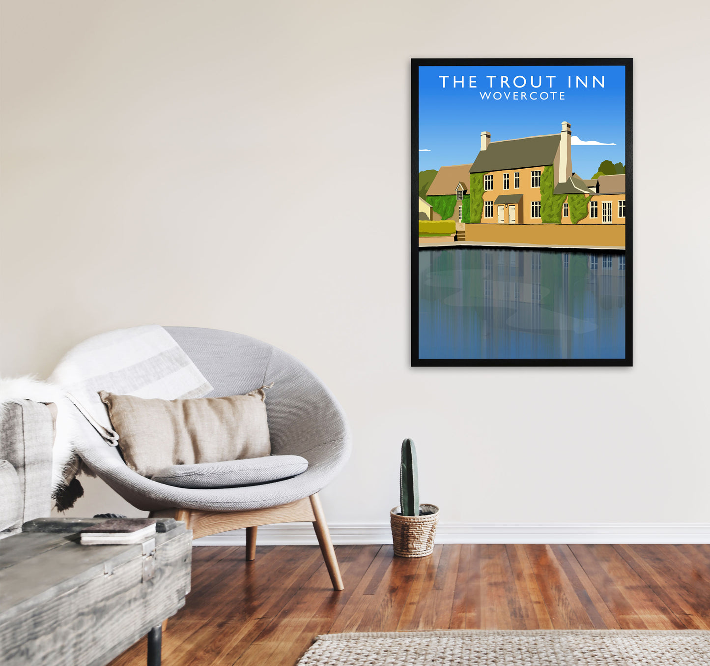 The Trout Inn Wolvercote Travel Art Print by Richard O'Neill A1 White Frame