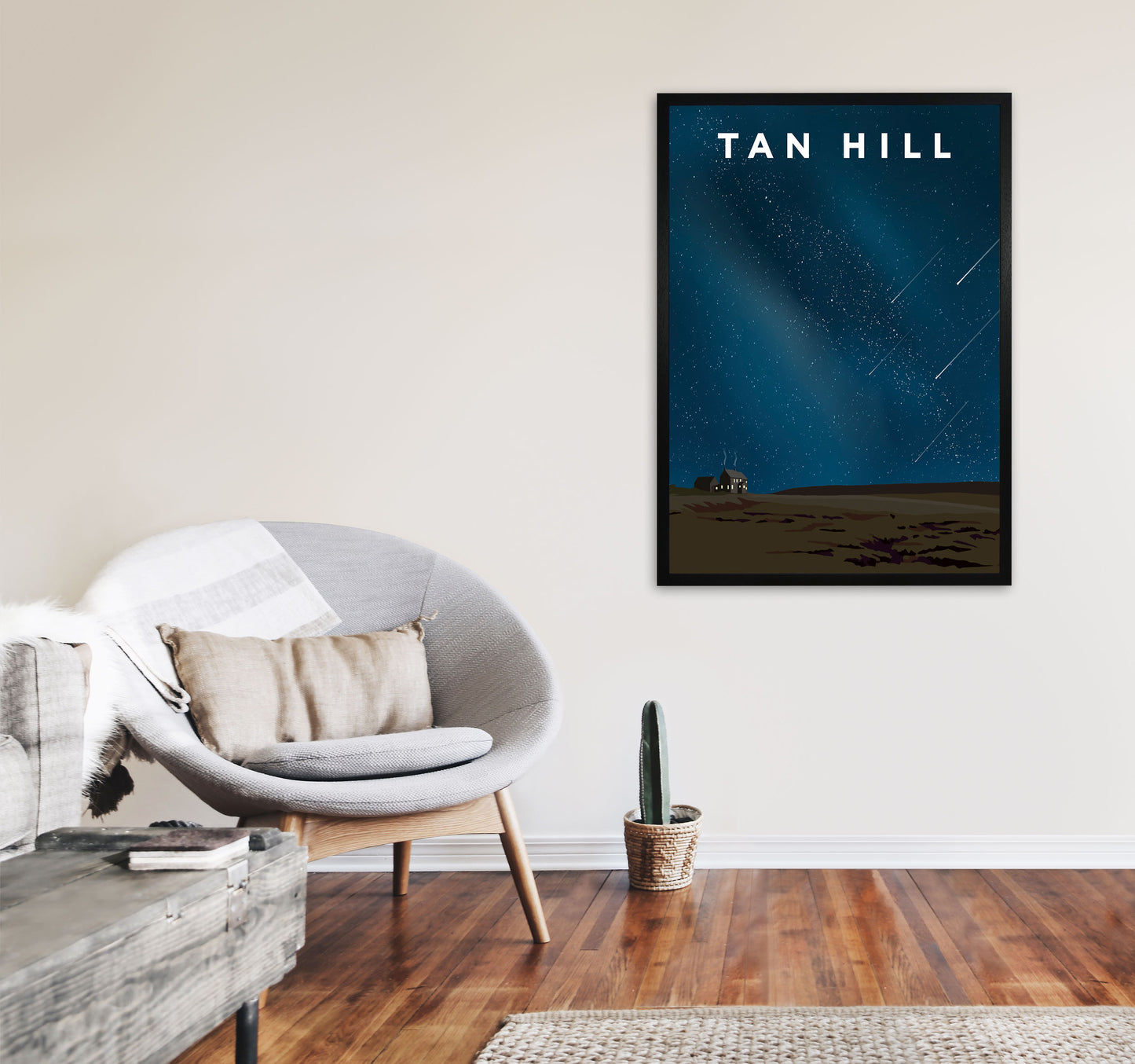 Tan Hill Travel Art Print by Richard O'Neill, Framed Wall Art A1 White Frame