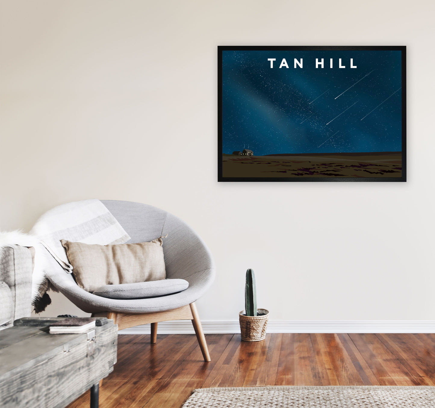 Tan Hill Travel Art Print by Richard O'Neill, Framed Wall Art A1 White Frame