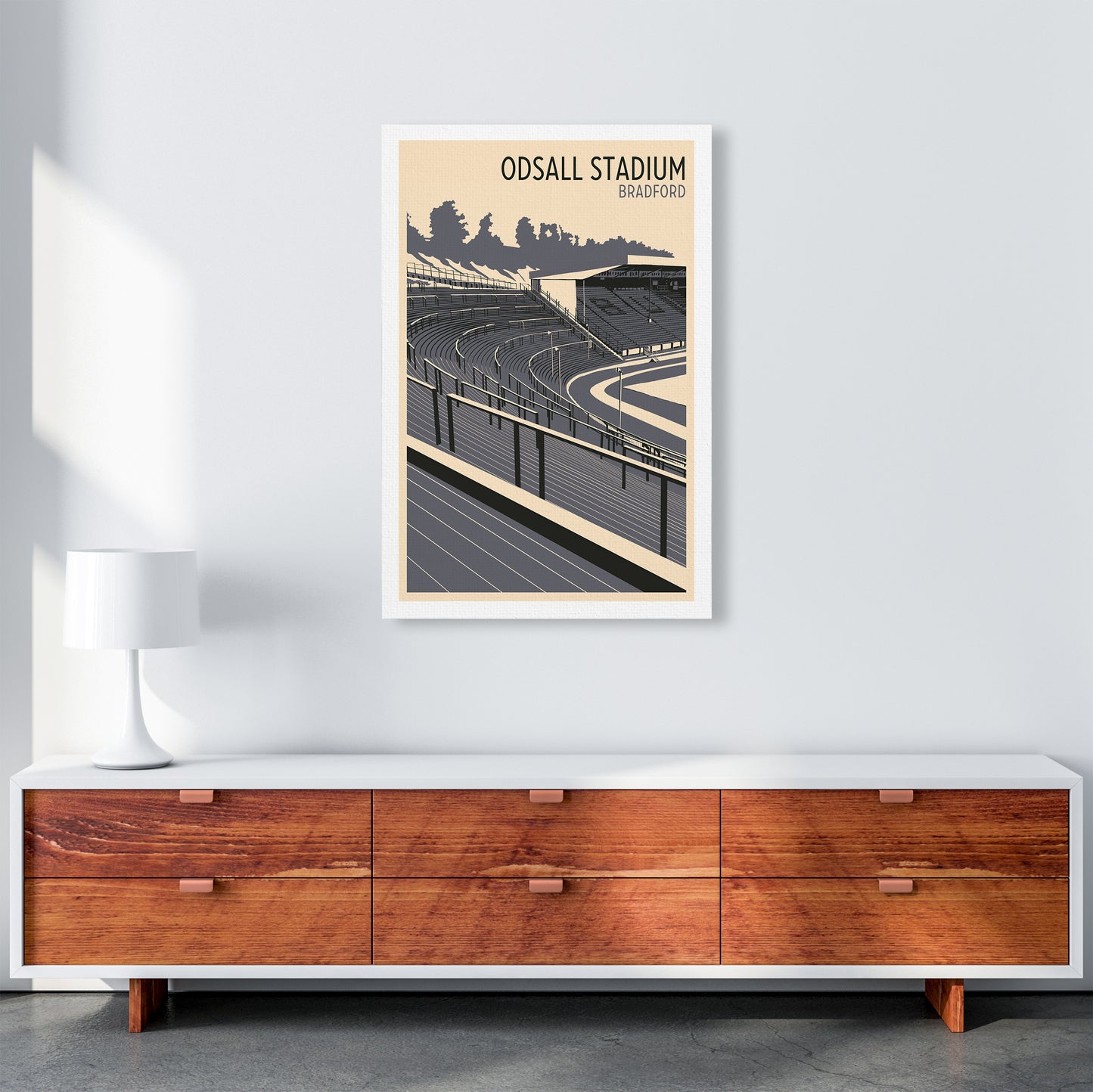 Odsal Stadium, Bradford Travel Art Print by Richard O'Neill A1 Canvas