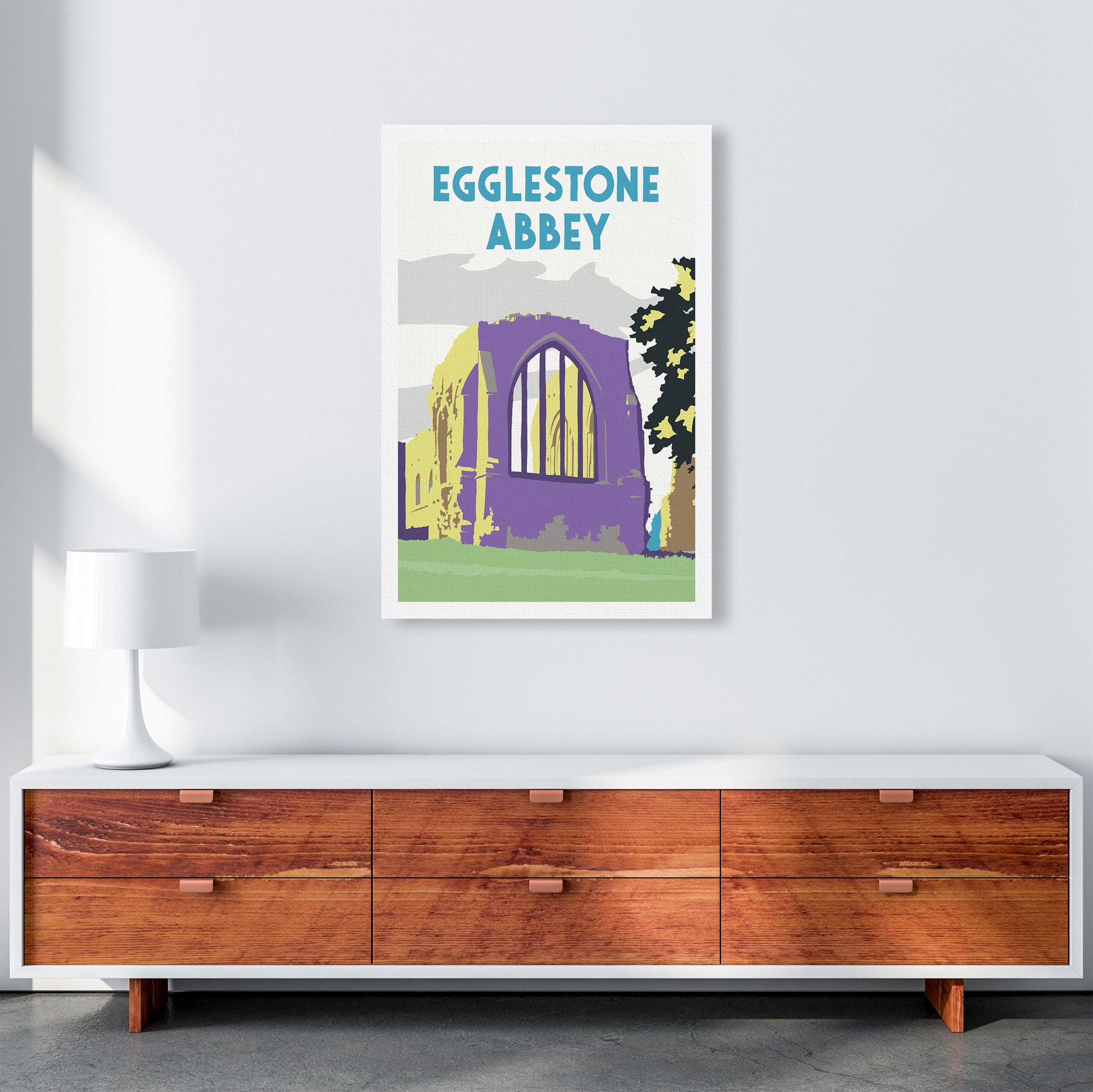 Egglestone Abbey Portrait Travel Art Print by Richard O'Neill A1 Canvas