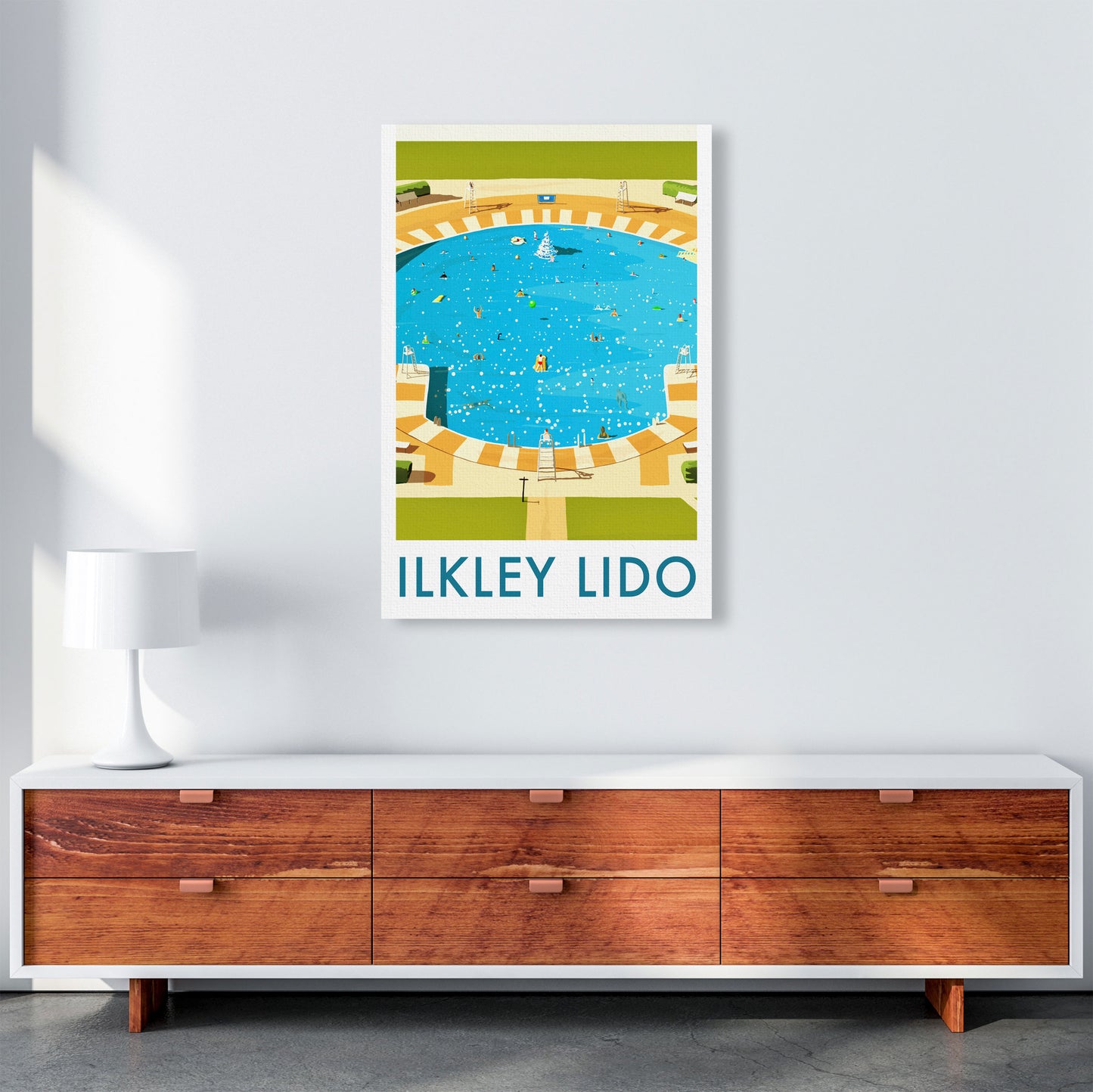 Ilkley Lido portrait Travel Art Print by Richard O'Neill A1 Canvas