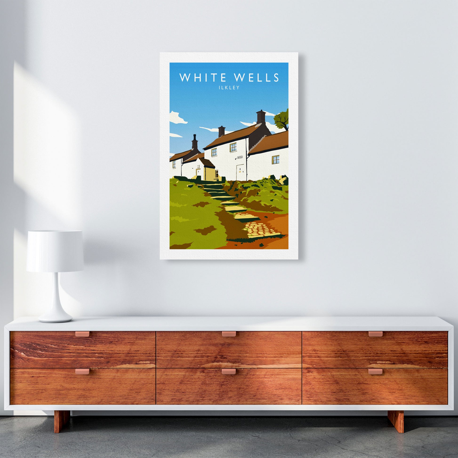 White Wells Portrait Travel Art Print by Richard O'Neill A1 Canvas